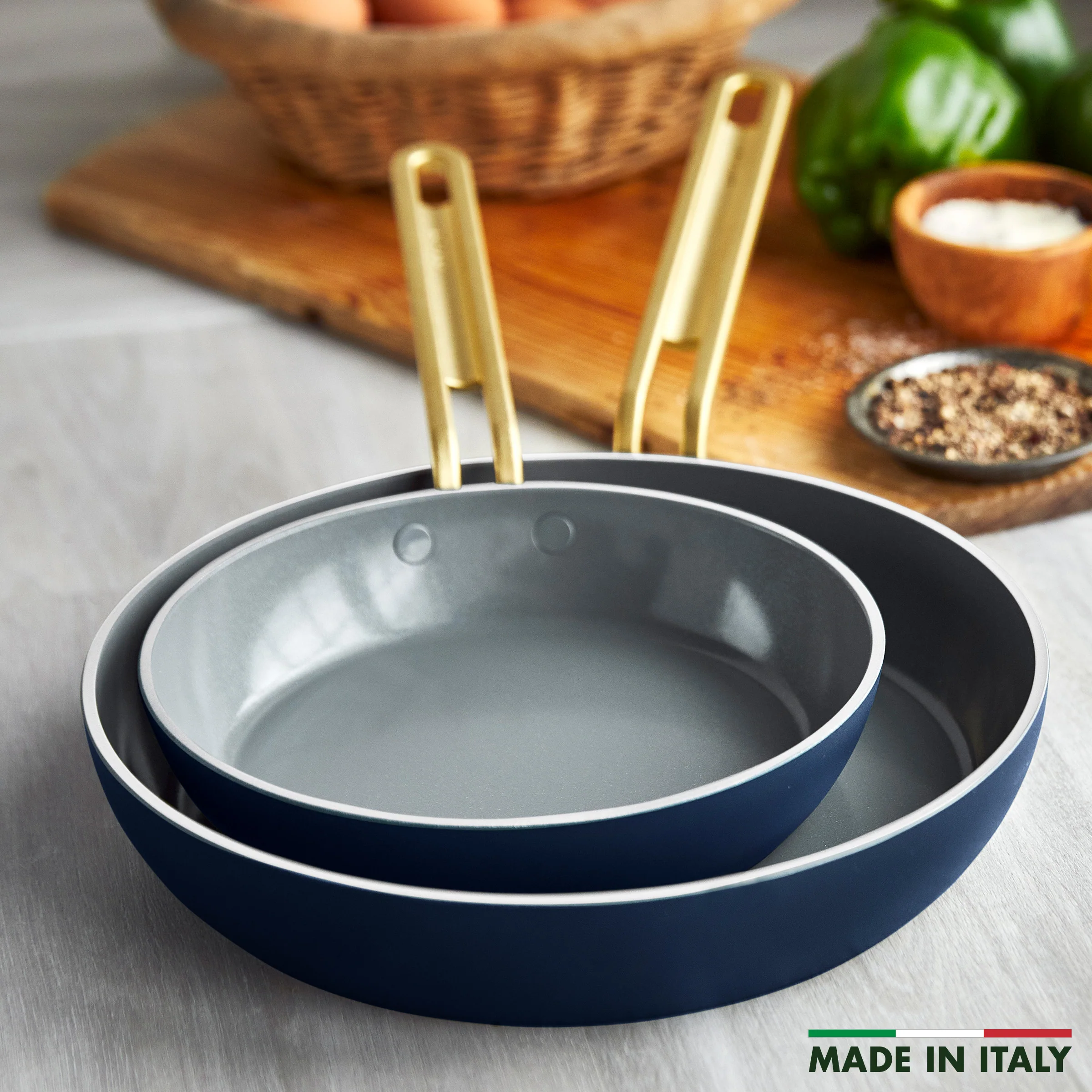 Stanley Tucci™ Ceramic Nonstick 6-Piece Cookware Set with the Tucci Cookbook | Marino Blue