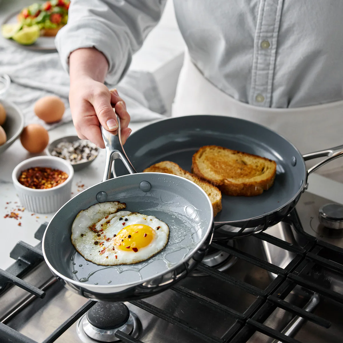 Valencia Pro Stainless Steel 8 and 10 Frypan Set