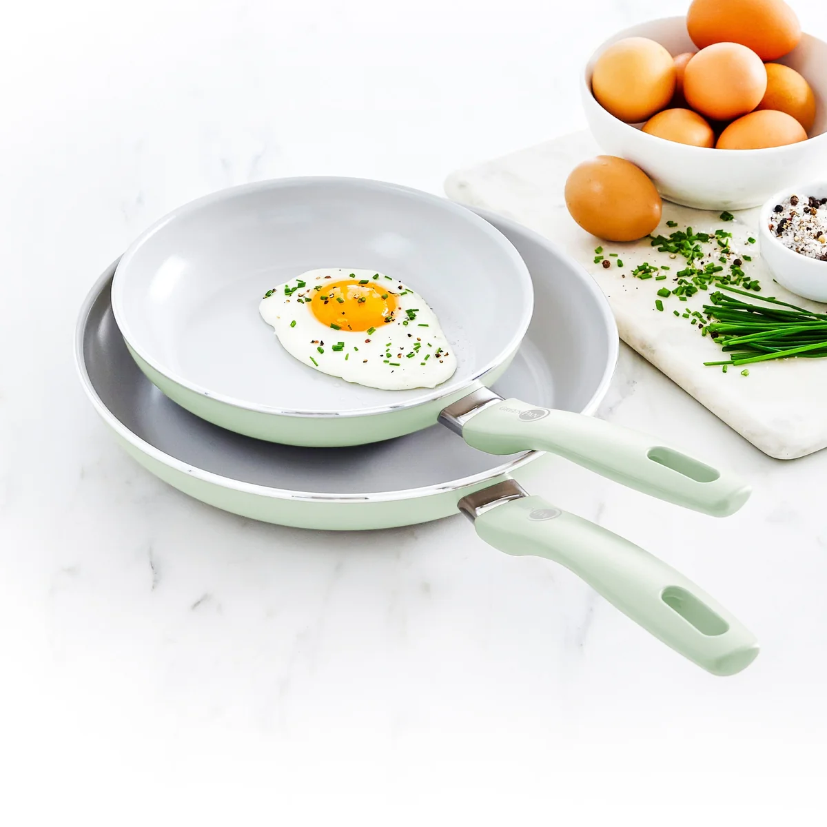 Dover Ceramic Nonstick 8 and 10 Frypan Set | Pastel Green