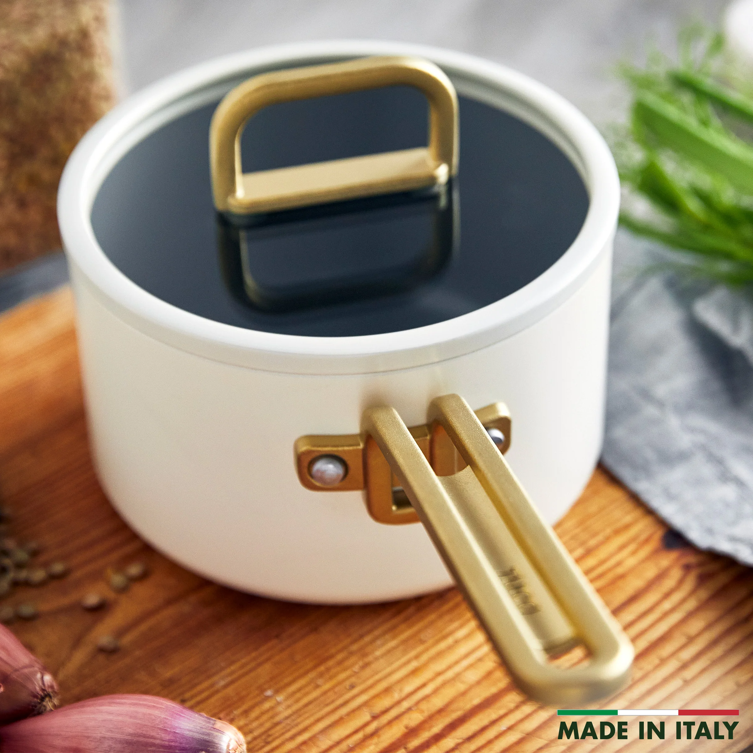 Stanley Tucci™ Ceramic Nonstick 2-Quart Saucepan with Lid | Carrara White