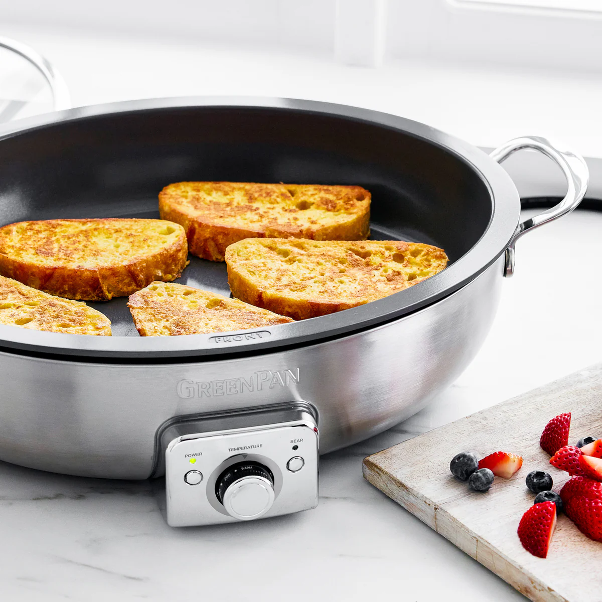 Elite 5.5-Quart Oval Electric Skillet | Premiere Stainless Steel