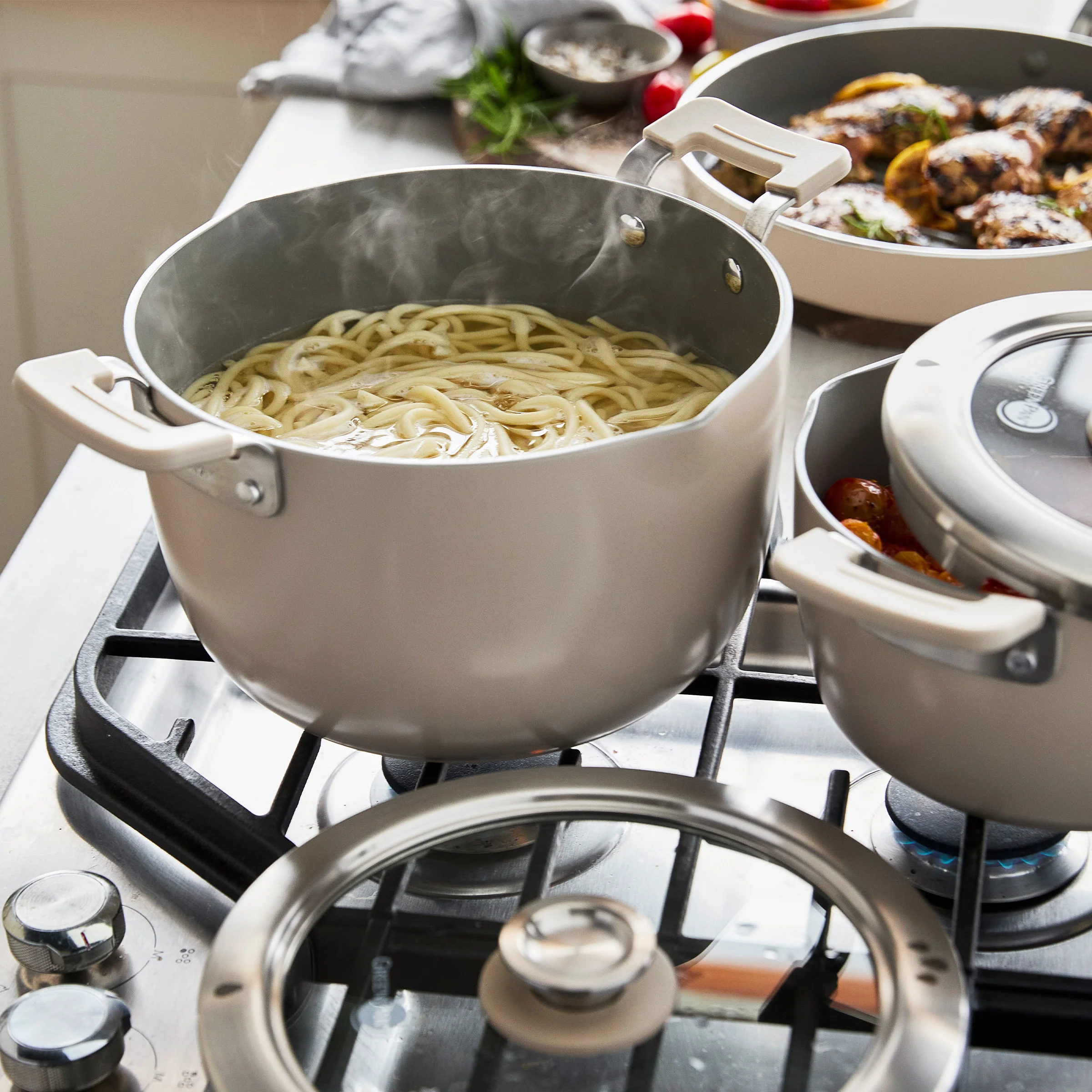 Space Saving Stack Ceramic Nonstick 11-Piece Cookware Set | Taupe