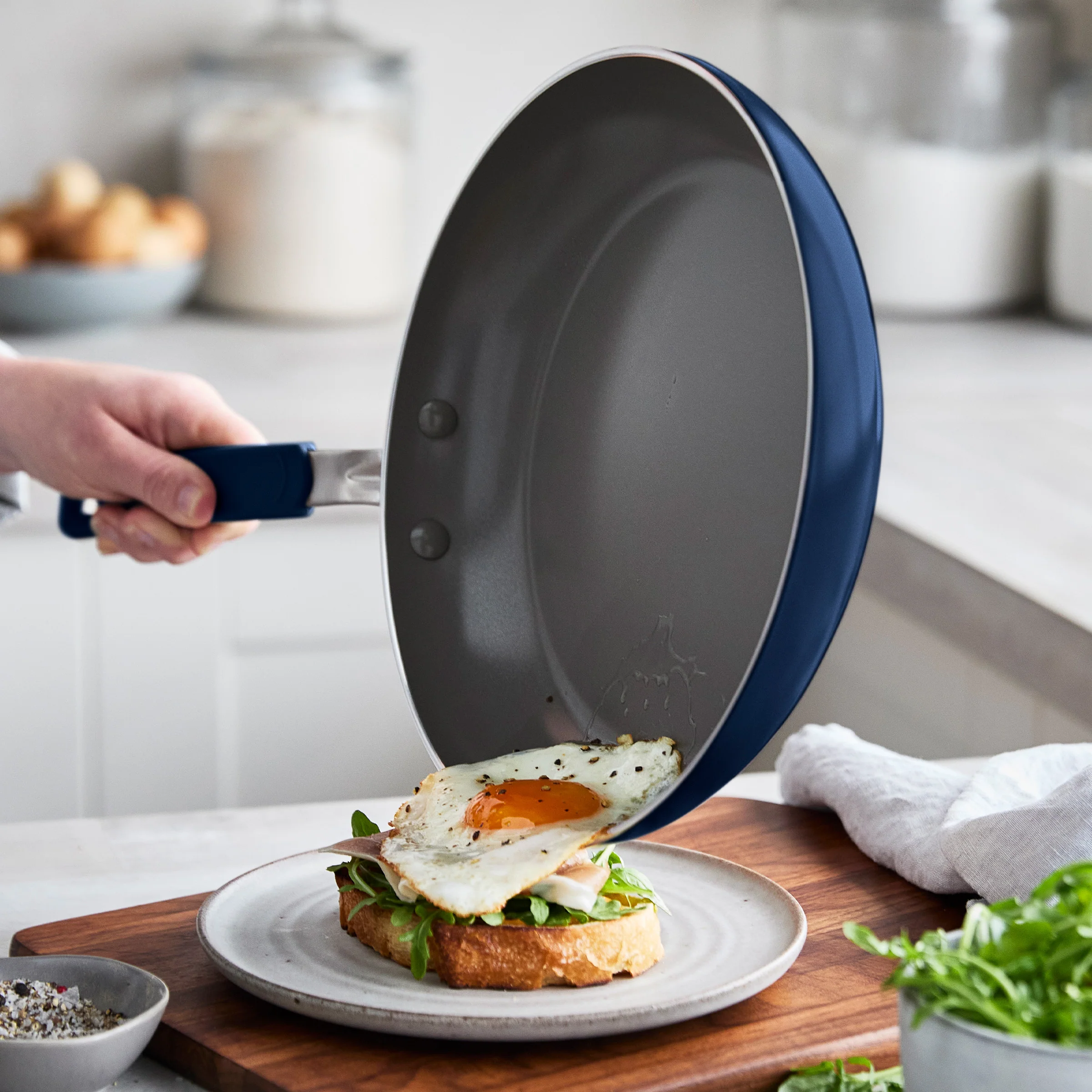 Space Saving Stack Ceramic Nonstick 11-Piece Cookware Set | Oxford Blue