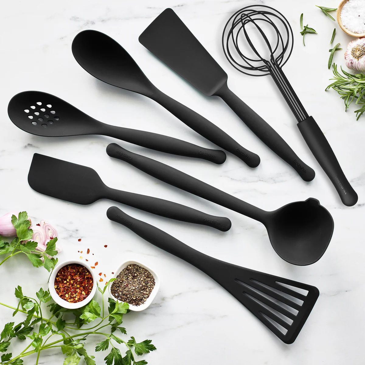 Premiere Silicone 8-Piece Utensil and Crock Set | Black