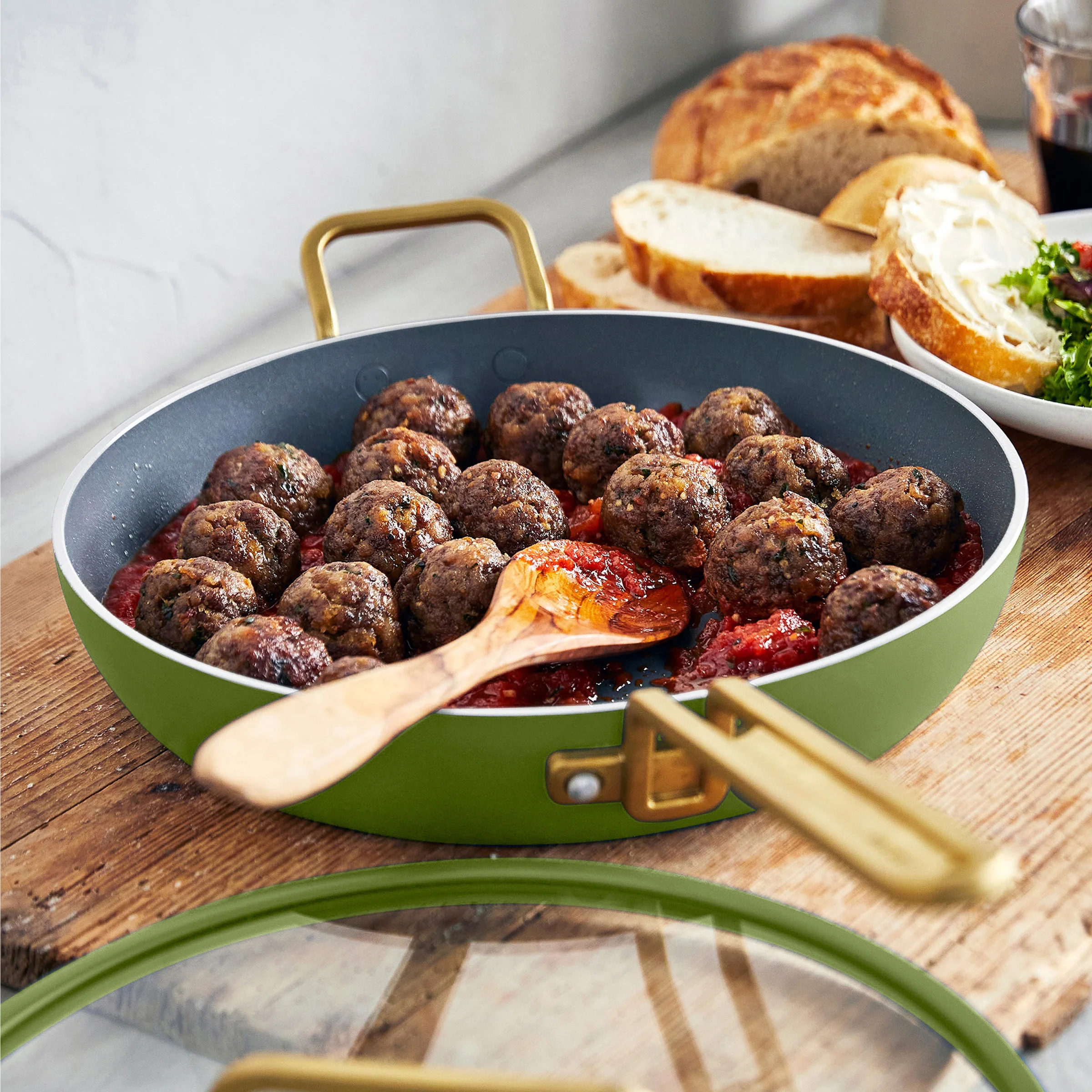 Stanley Tucci™ Ceramic Nonstick 12 Frypan with Lid | Tuscan Olive