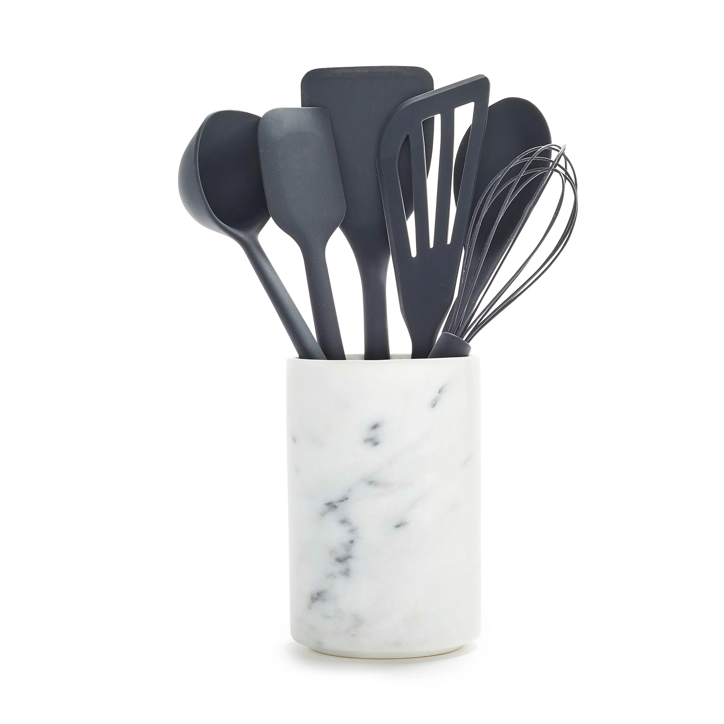 Platinum Silicone 7-Piece Utensil and Crock Set | Gray