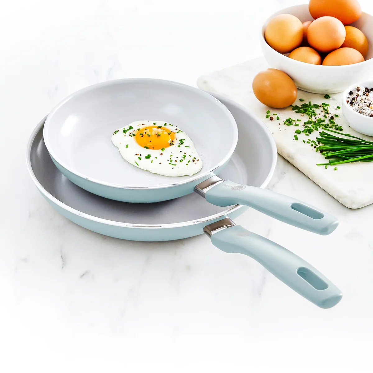 Dover Ceramic Nonstick 8 and 10 Frypan Set | Blue Haze