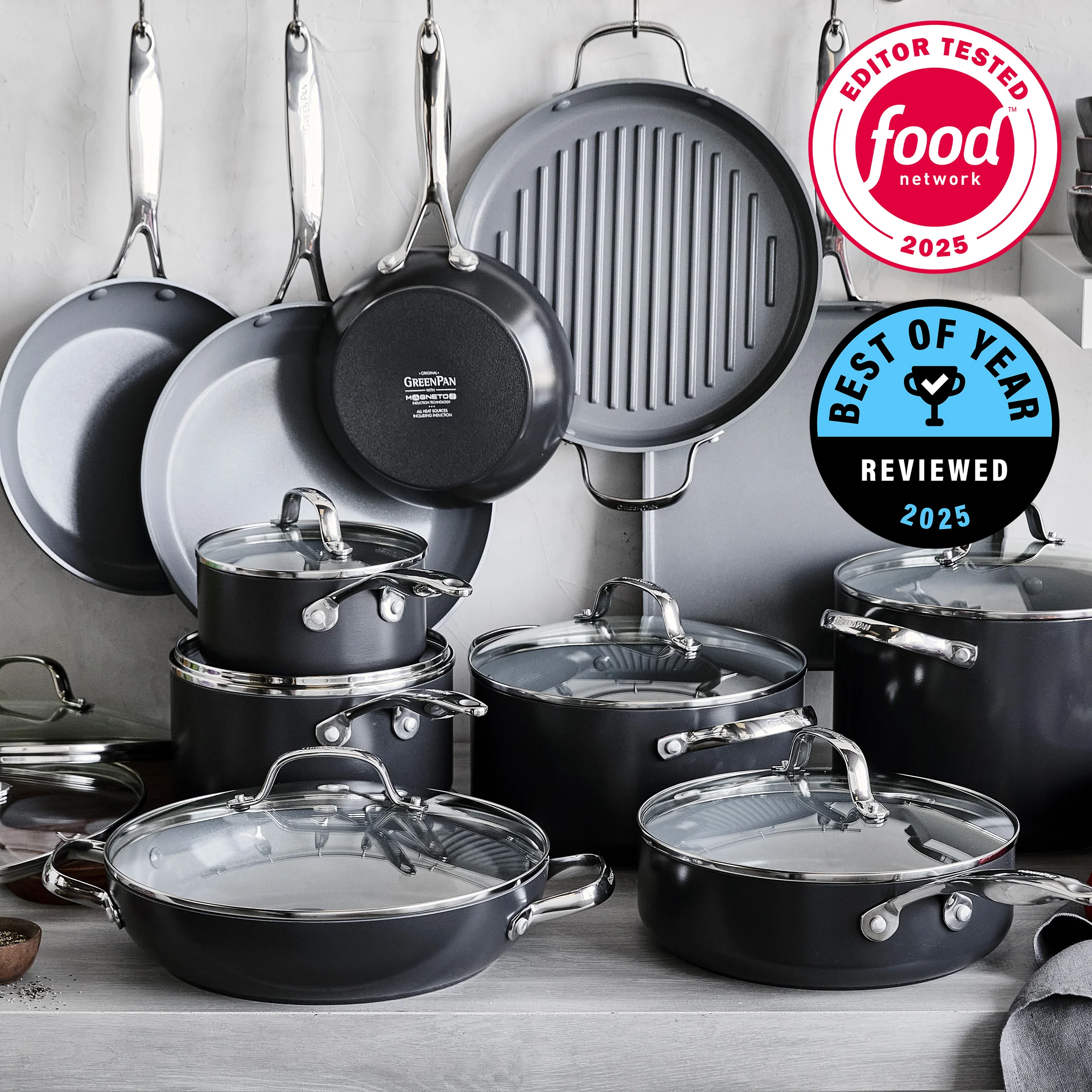 Valencia Pro Ceramic Nonstick 19-Piece Cookware Set | Gray