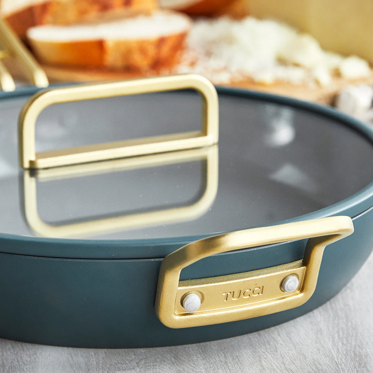 Stanley Tucci™ Ceramic Nonstick 4-Piece Frypan Set with The Tucci Cookbook | Venetian Teal