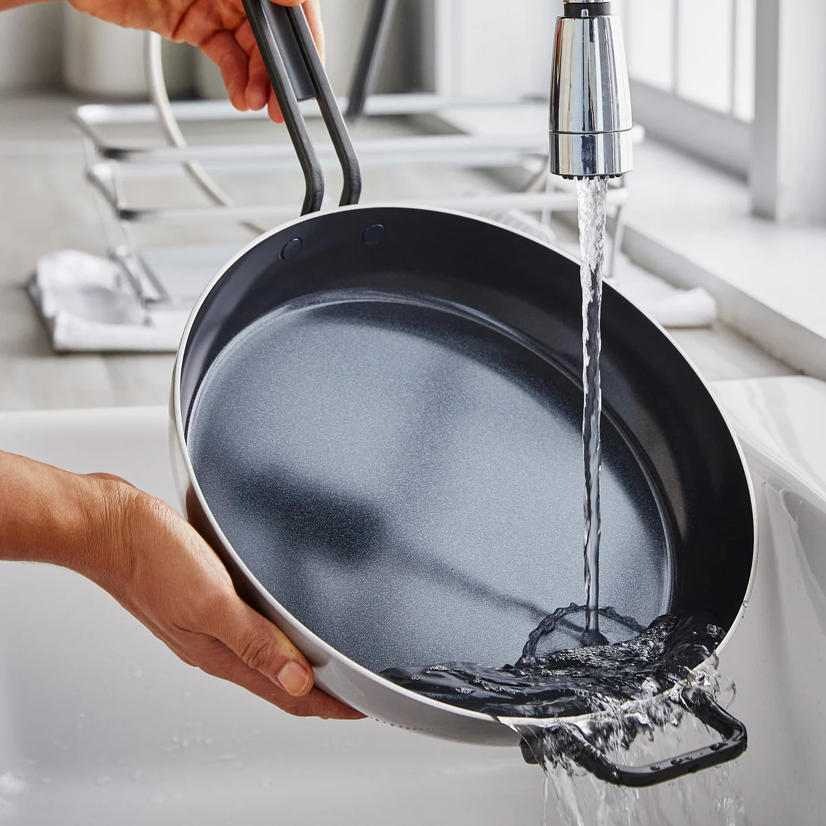 Stanley Tucci™ Stainless Steel Ceramic Nonstick 12 Frypan with Lid | Black Handle