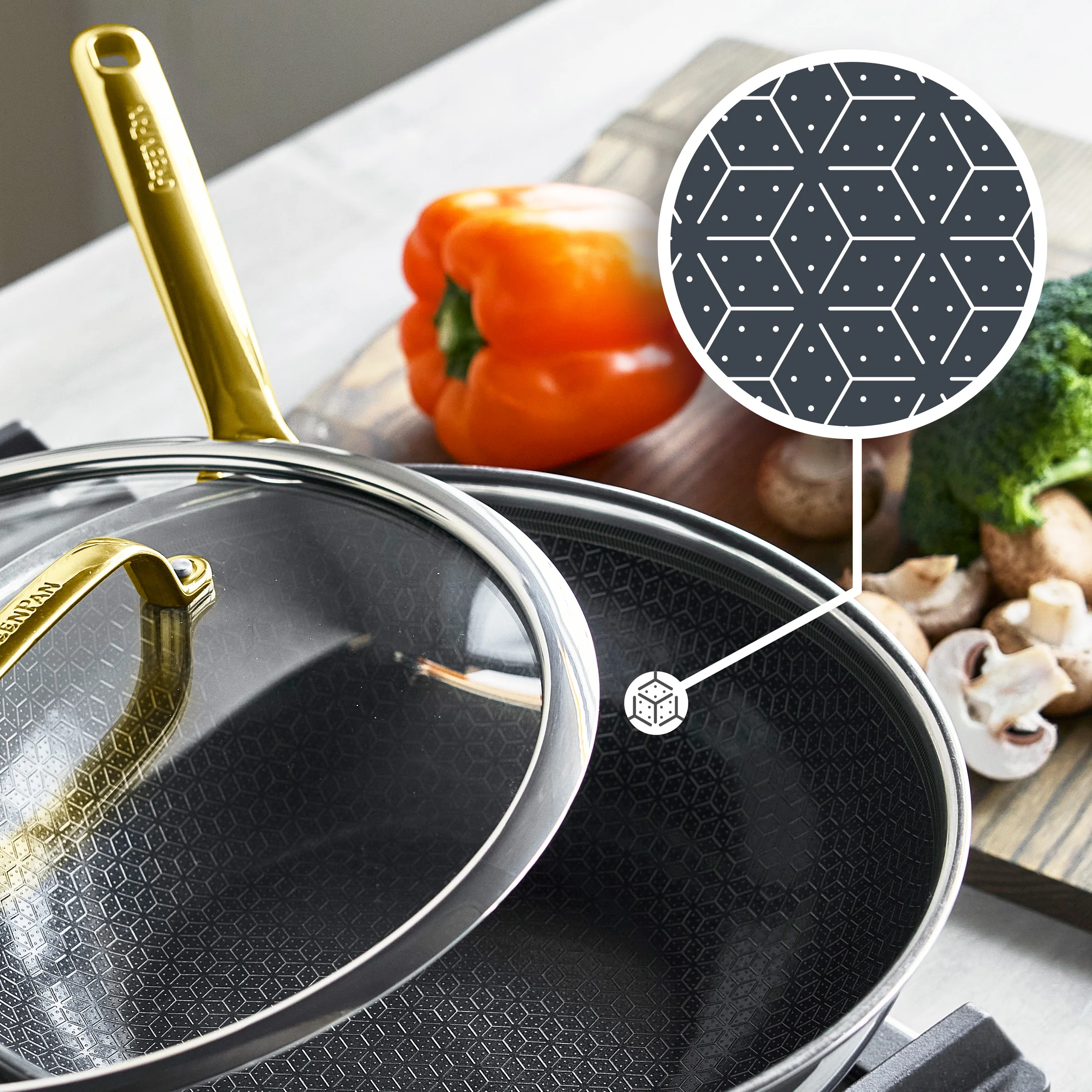 Spectra Gold Thermobond Hybrid Ceramic Nonstick 12 Wok with Lid