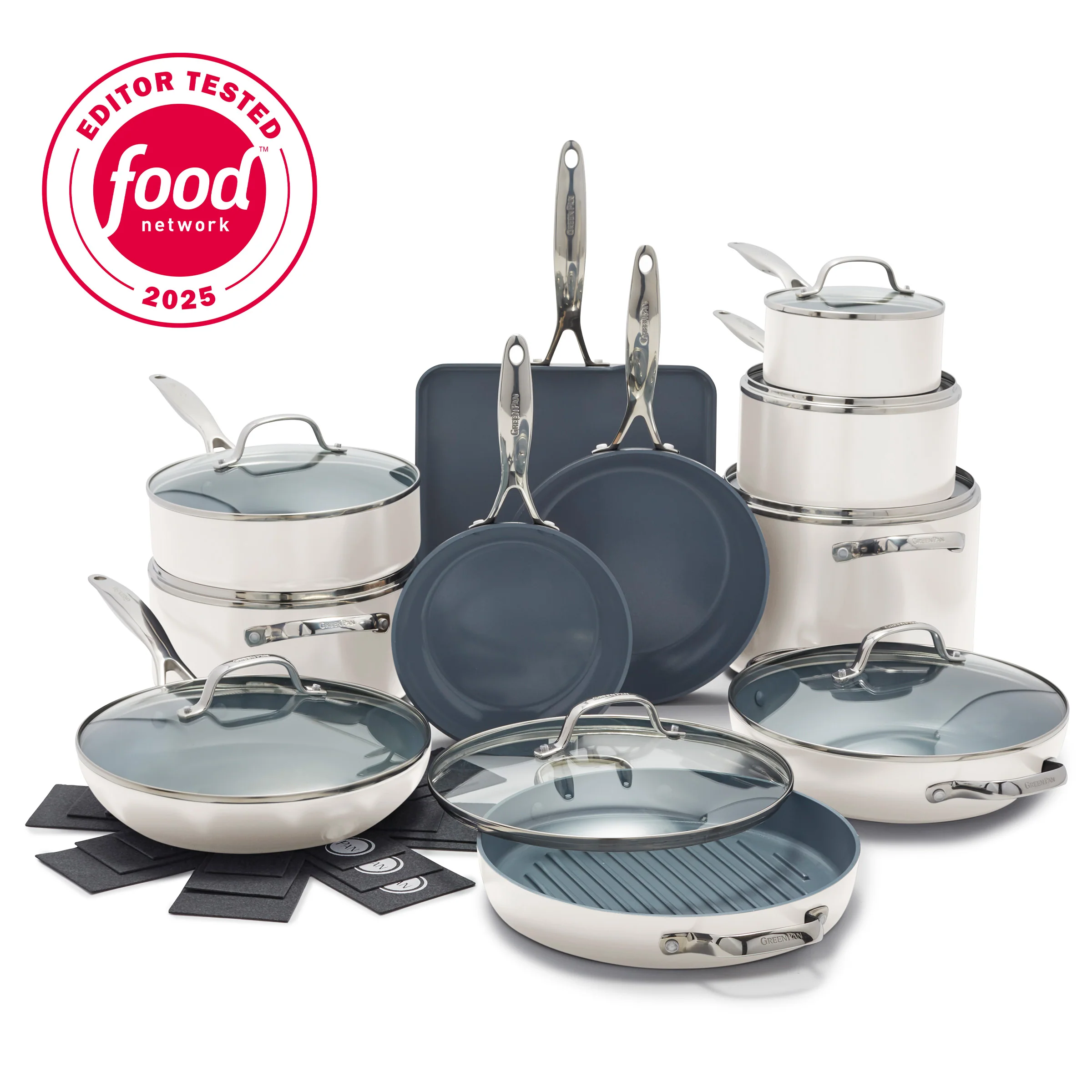 Valencia Pro Ceramic Nonstick 19-Piece Cookware Set | Cream