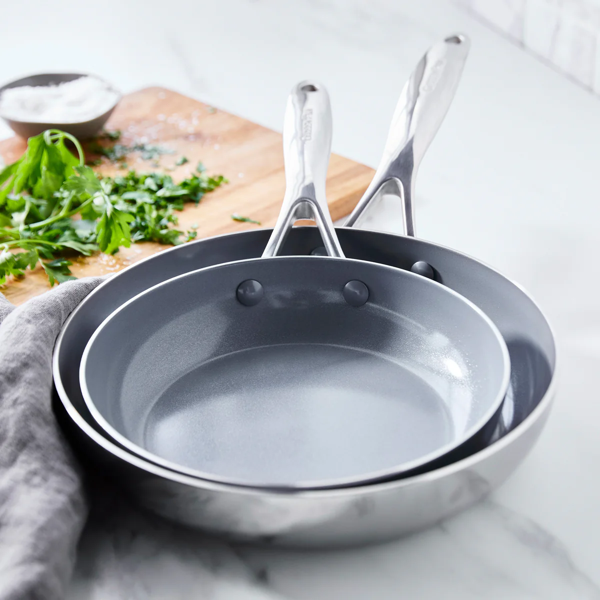 Valencia Pro Stainless Steel 8 and 10 Frypan Set