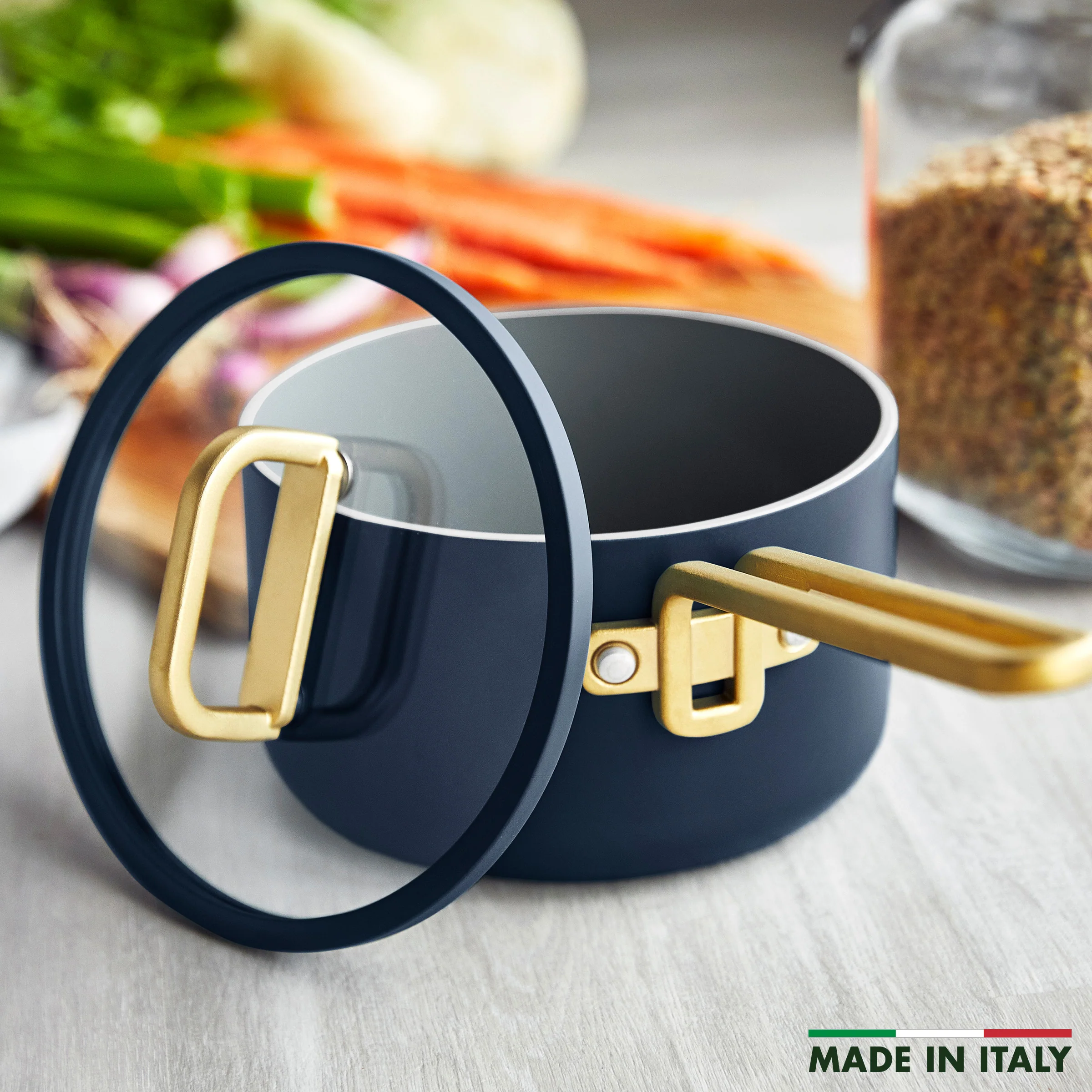 Stanley Tucci™ Ceramic Nonstick 4-Piece Saucepan Set | Marino Blue