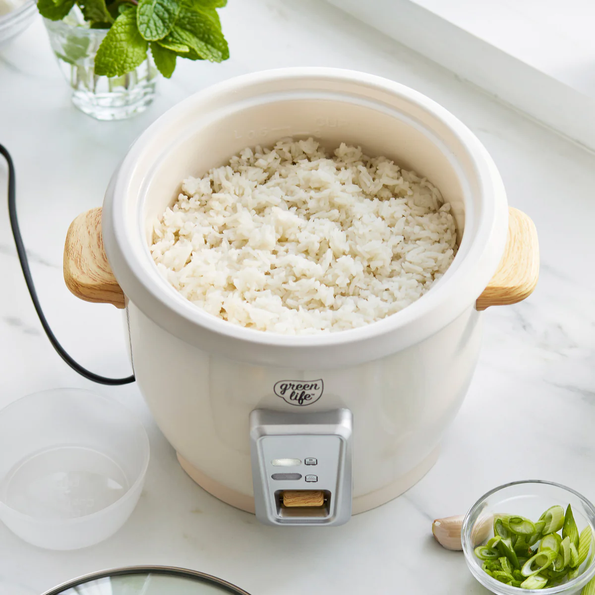 GreenLife 6-Cup Rice Cooker | Cream
