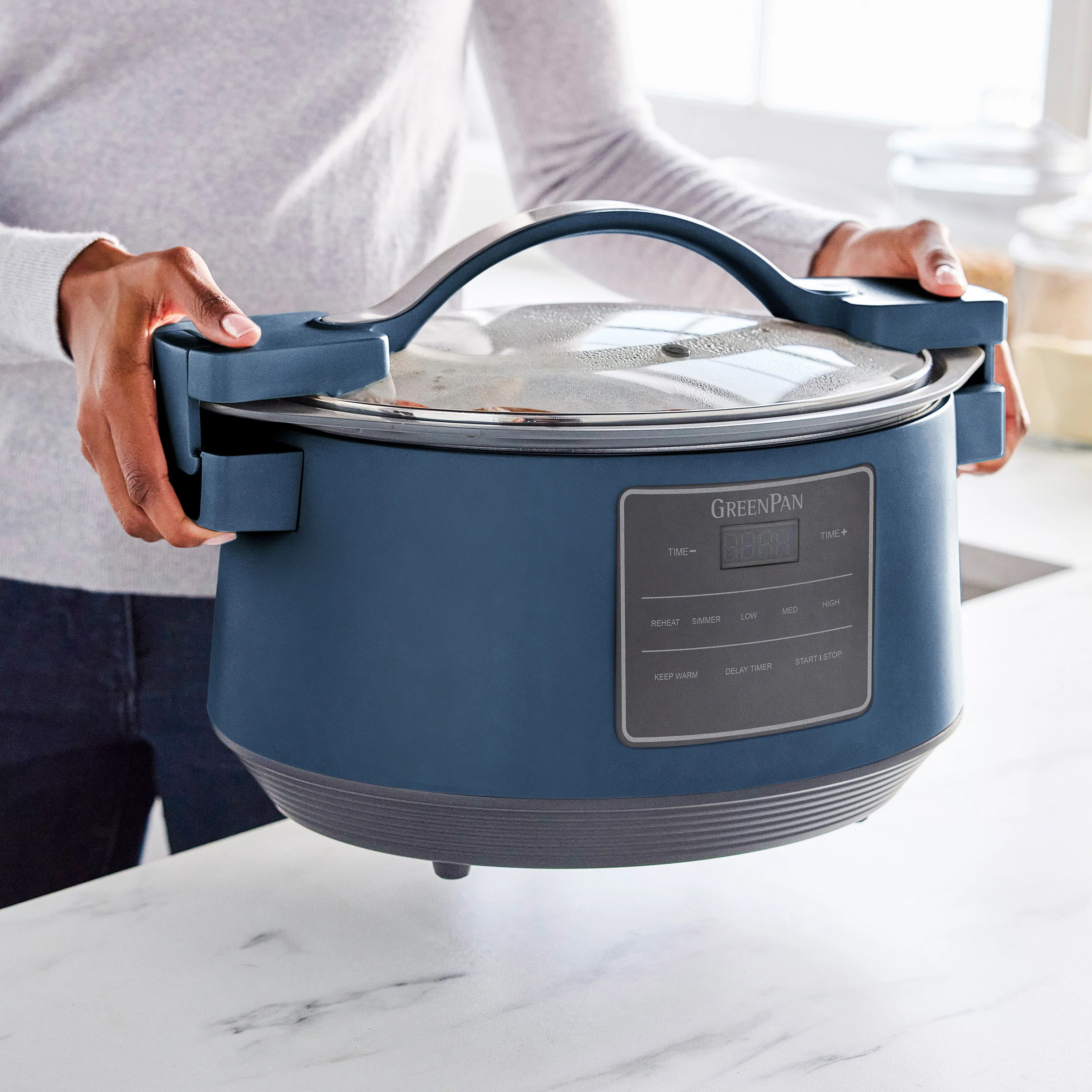8-Quart Locking Lid Slow Cooker | Oxford Blue
