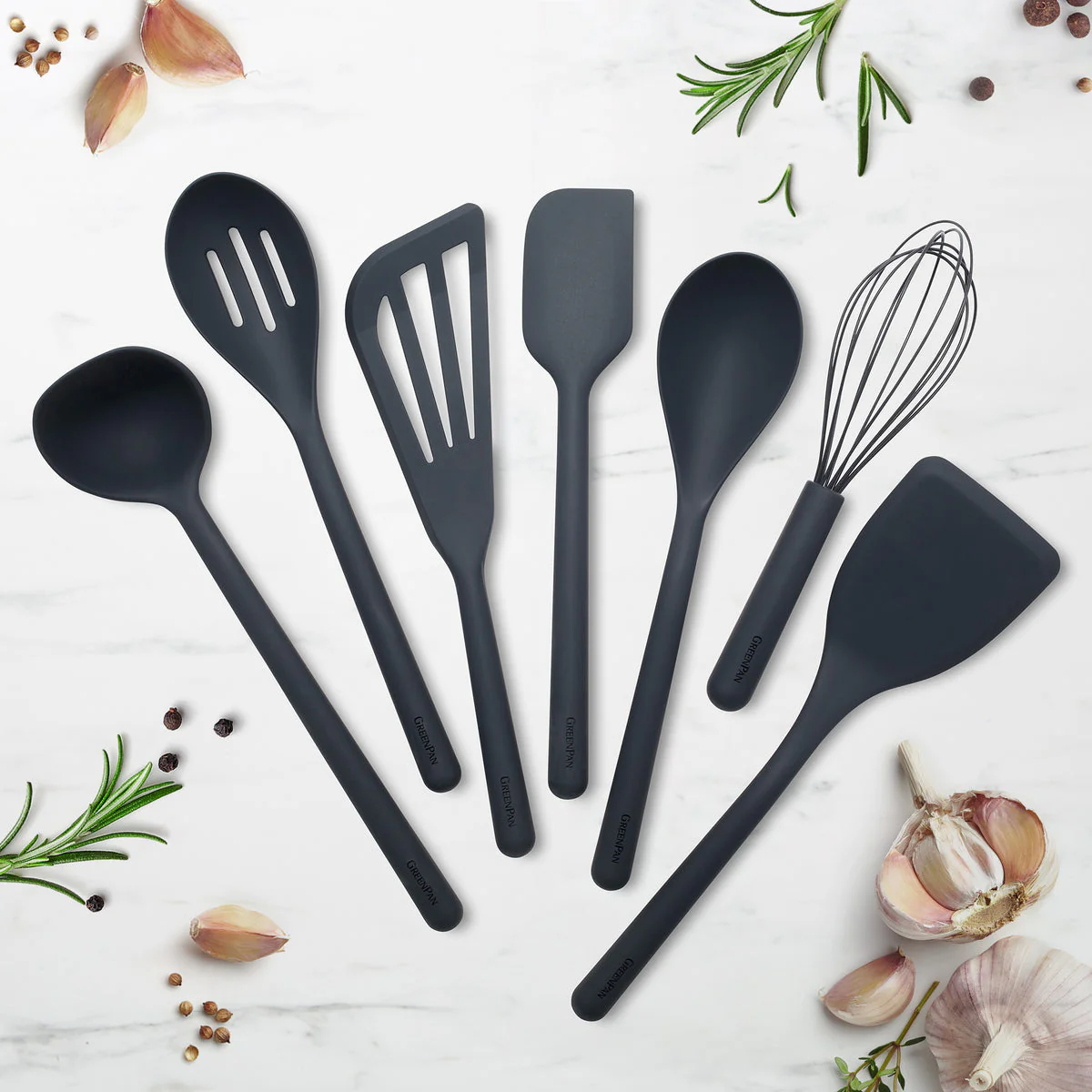 Platinum Silicone Tools 7-Piece Utensil Set | Gray