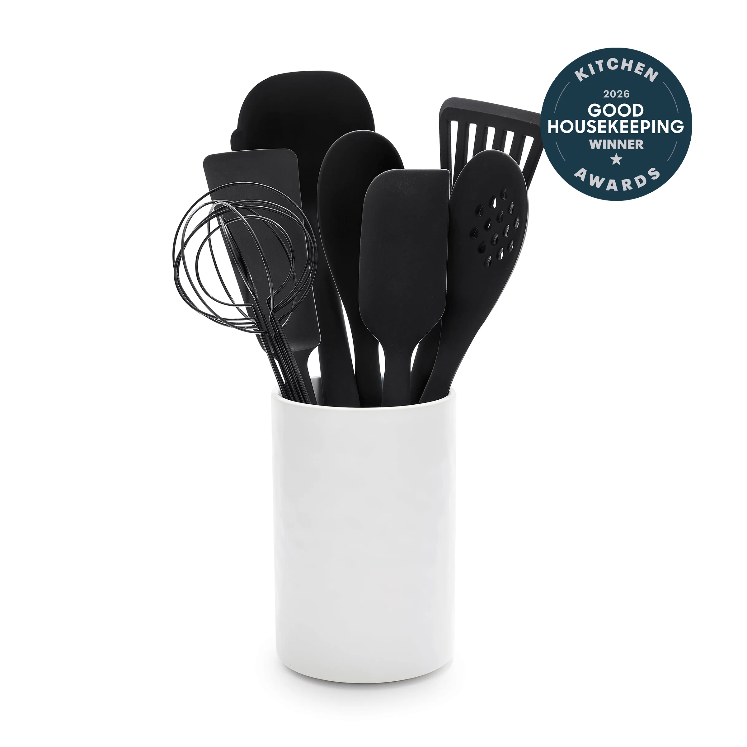 Premiere Silicone 8-Piece Utensil and Crock Set | Black