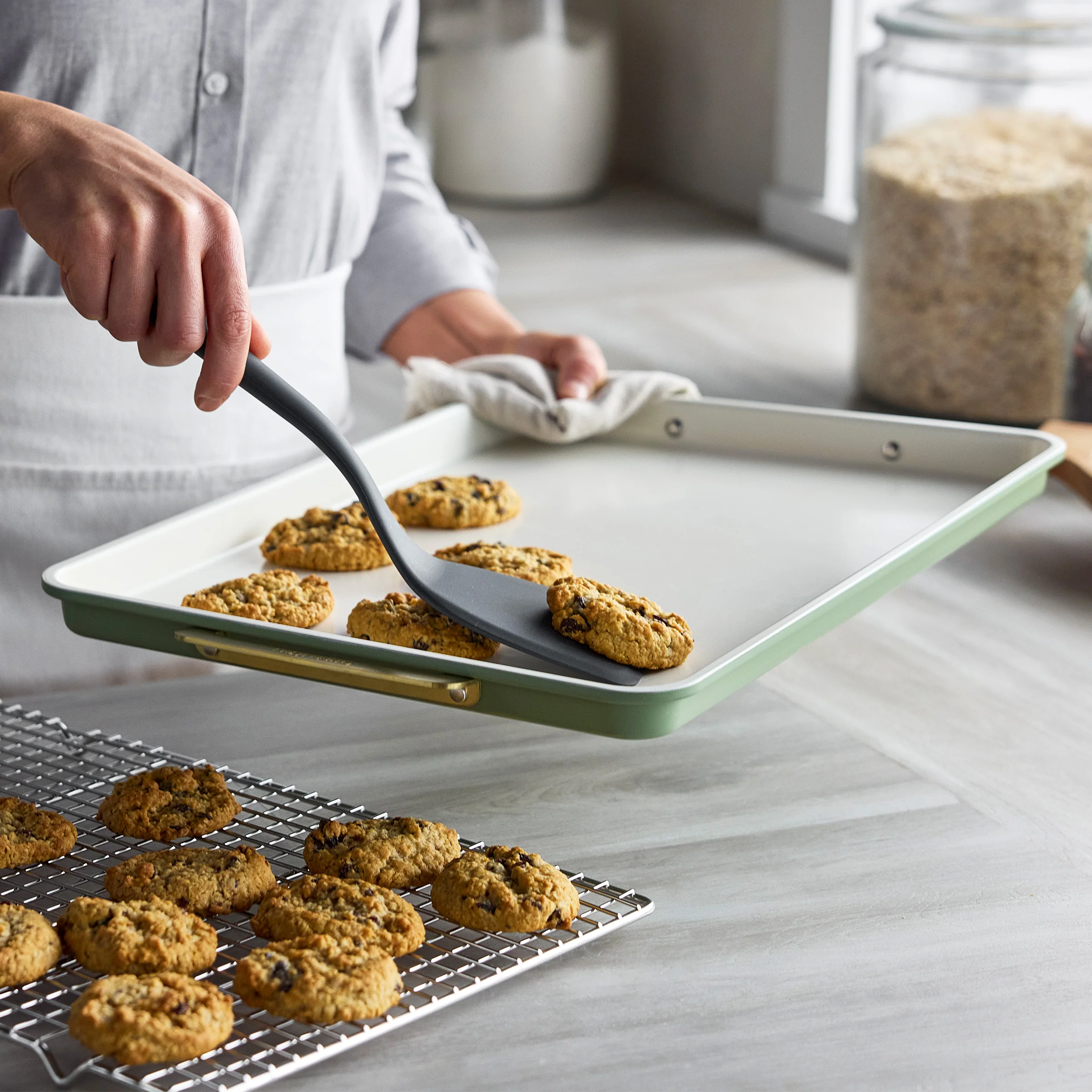 Reserve Bakeware 2-Piece 13 x 18 Half Sheet Pan Set | Sage