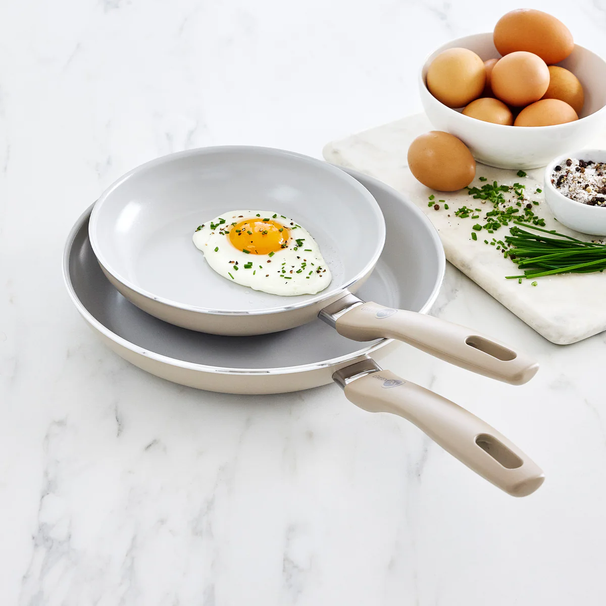 Dover Ceramic Nonstick 8 and 10 Frypan Set | Taupe