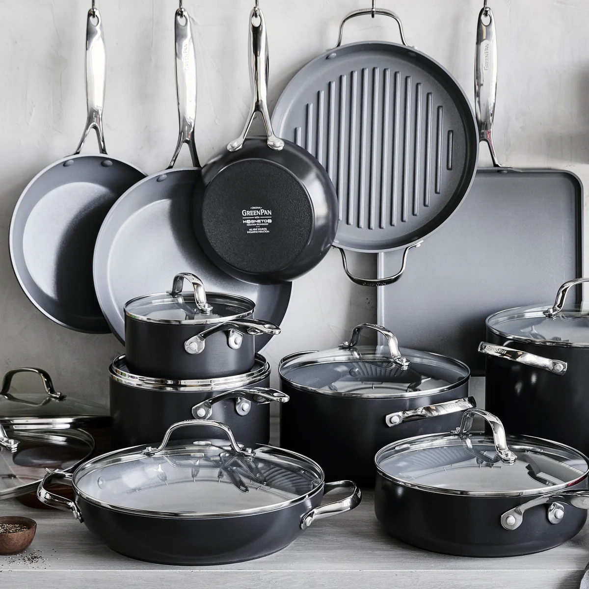 Valencia Pro Ceramic Nonstick 19-Piece Cookware Set | Gray