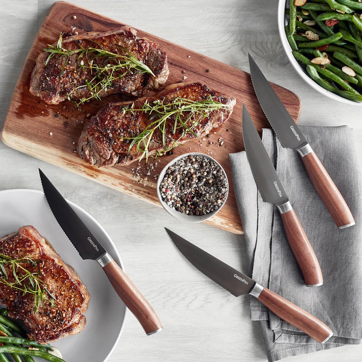 Premiere Titanium Cutlery 8-Piece Steak Knife Set with Walnut Handles