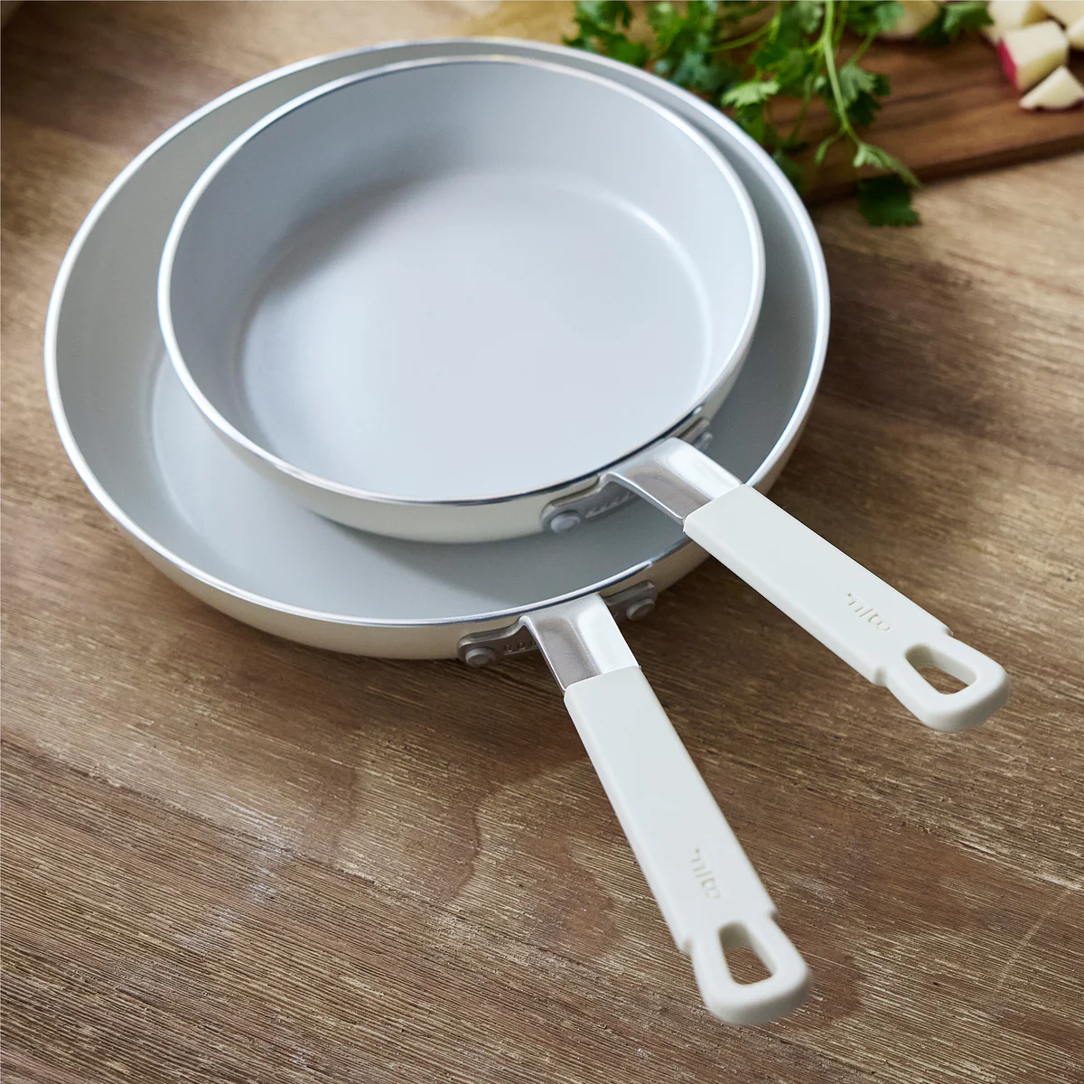 Bobby Flay by GreenPan Professional Ceramic Nonstick 8 and 10 Frypan Set | Cream