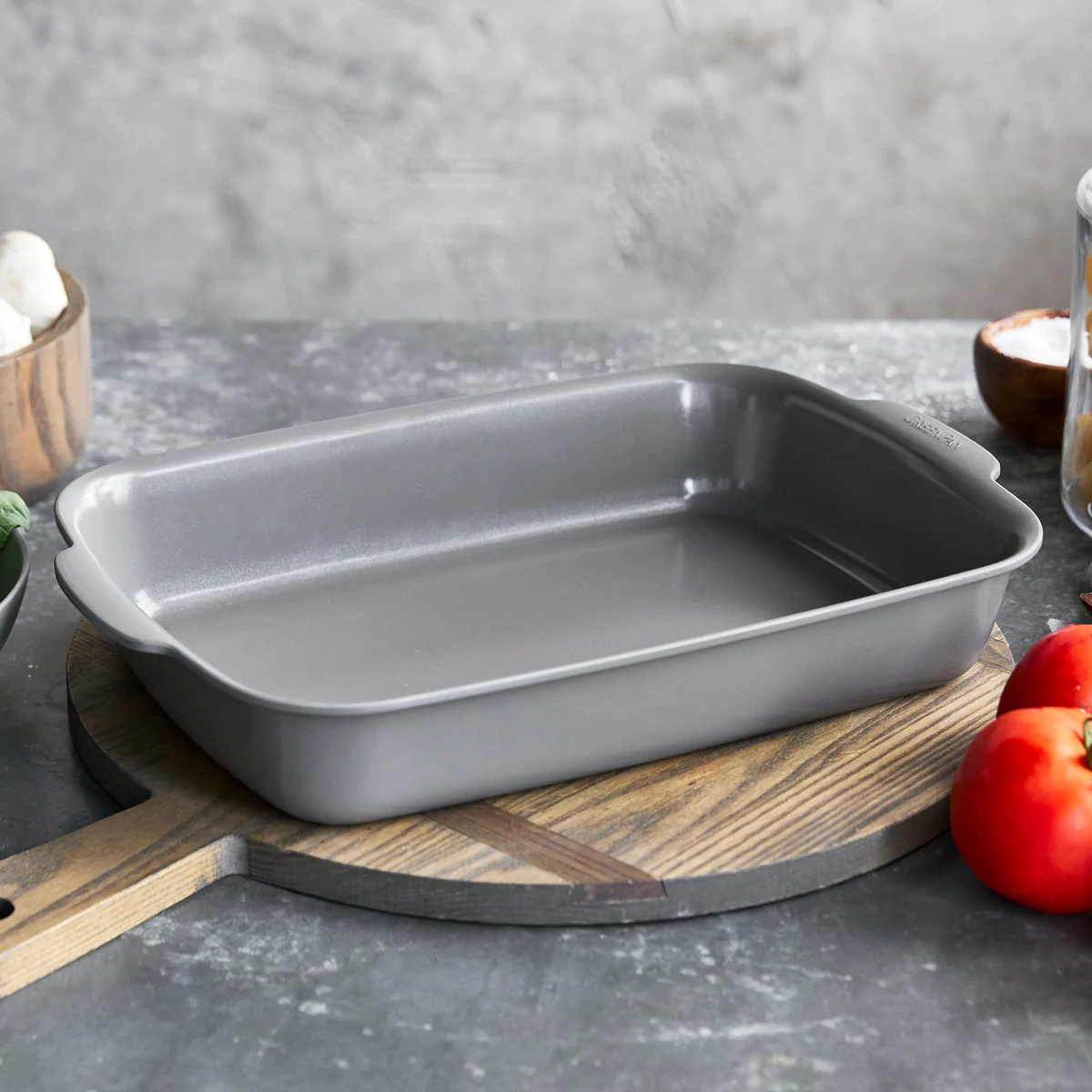 Premiere Ovenware Ceramic Nonstick 2-Piece Cake Pan Set | Gray