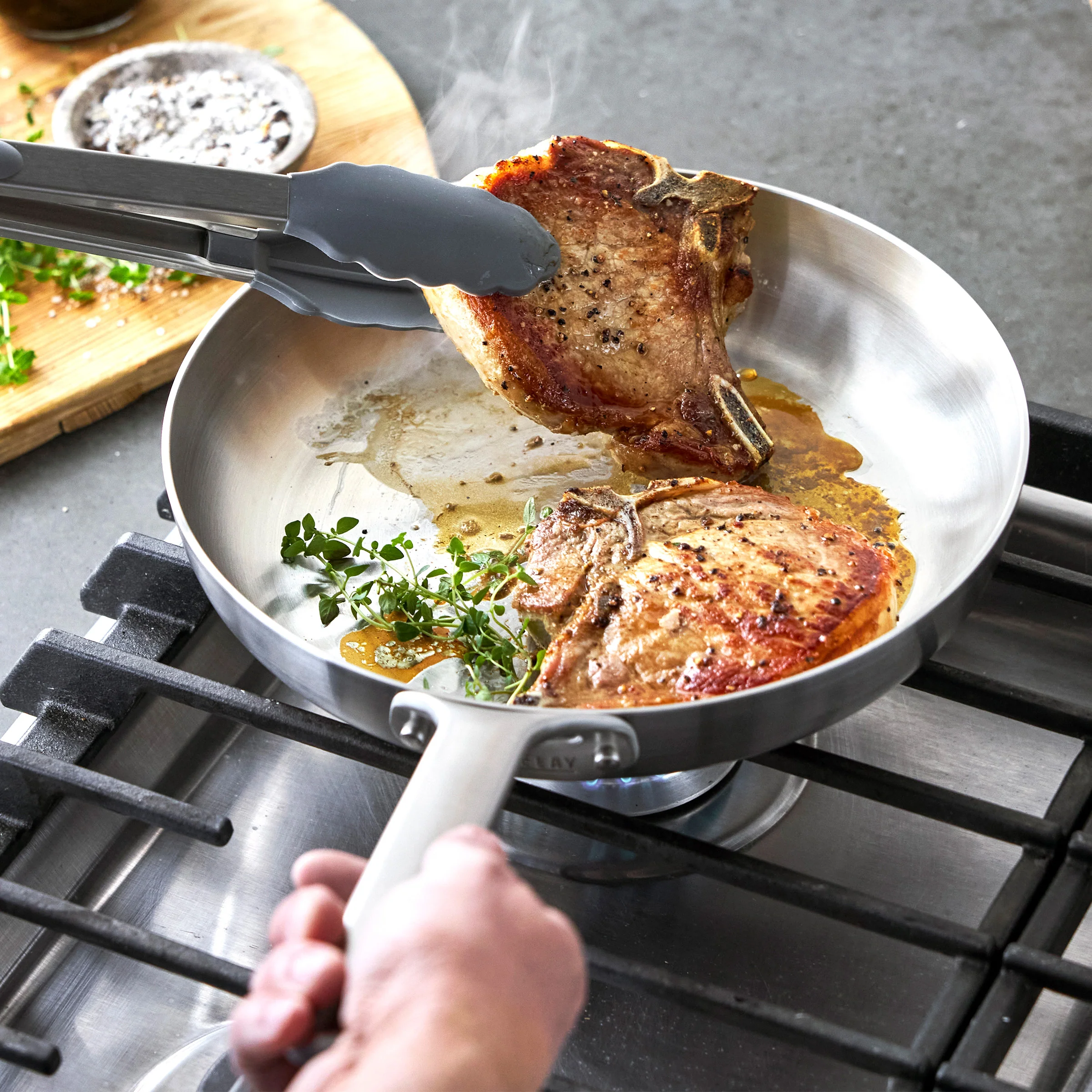 Bobby Flay by GreenPan Chef Series Uncoated Stainless Steel 10 and 12 Frypan Set