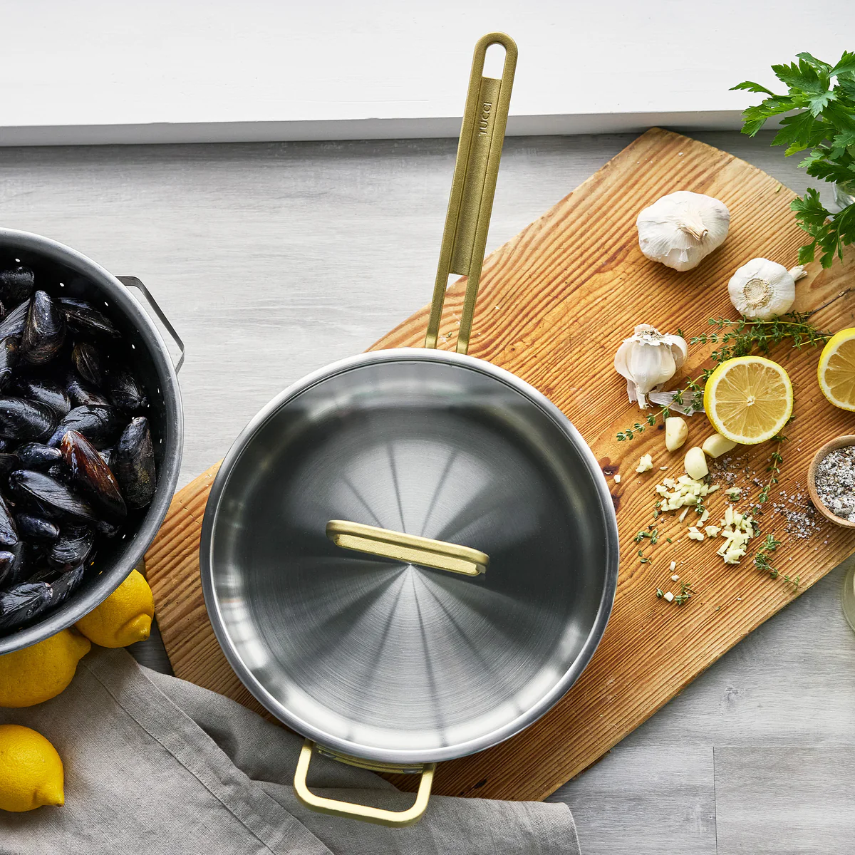 Stanley Tucci™ Uncoated Stainless Steel 4-Quart Sauté Pan with Lid