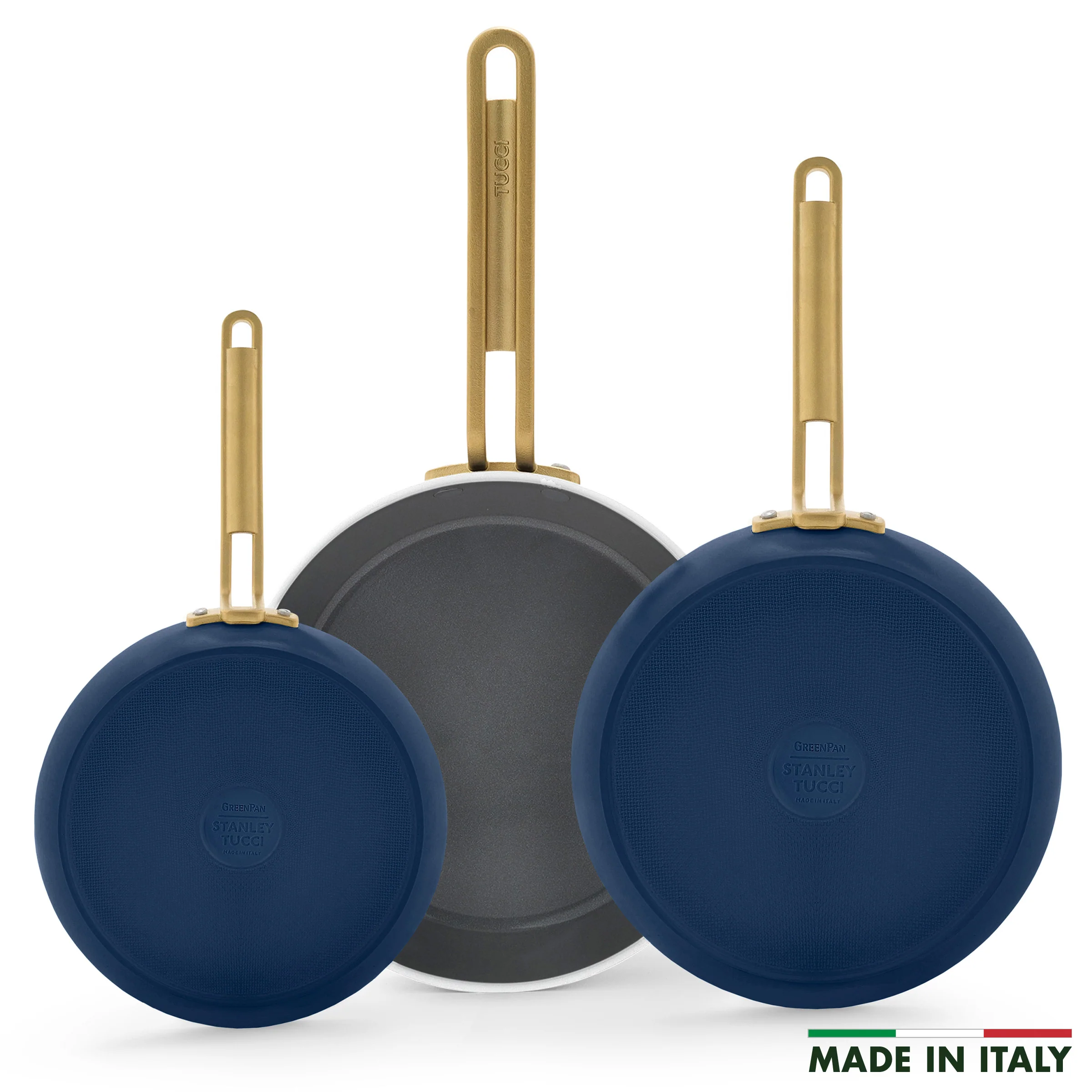Stanley Tucci™ Ceramic Nonstick 8, 10 and 12 Frypan Set | Marino Blue