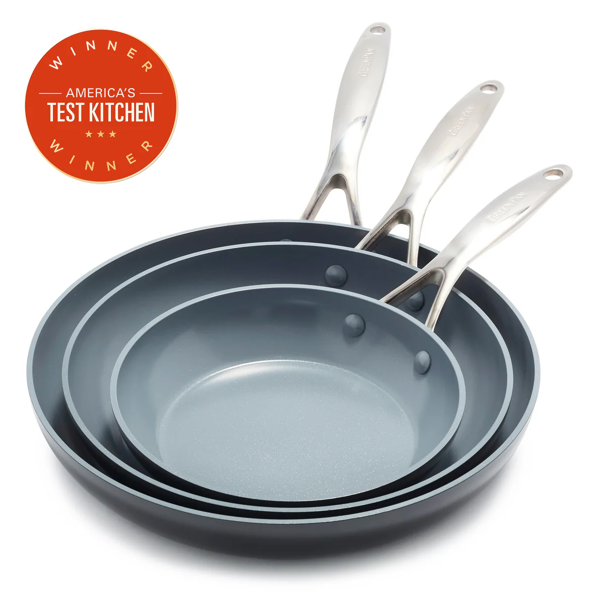 Valencia Pro Ceramic Nonstick 8, 9.5, and 11 Frypan Set | Gray