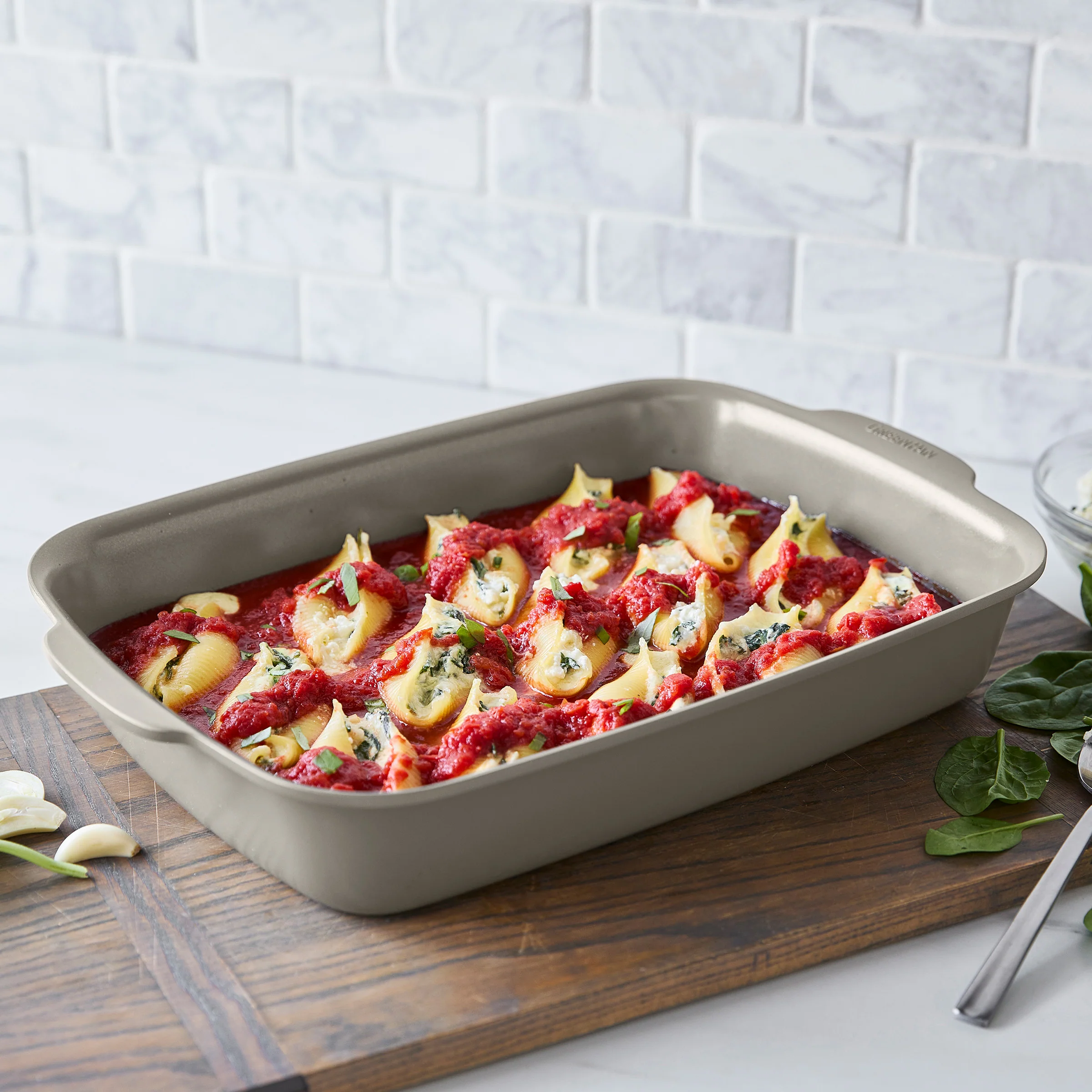 Premiere Ovenware Ceramic Nonstick 2-Piece Cake Pan Set | Taupe