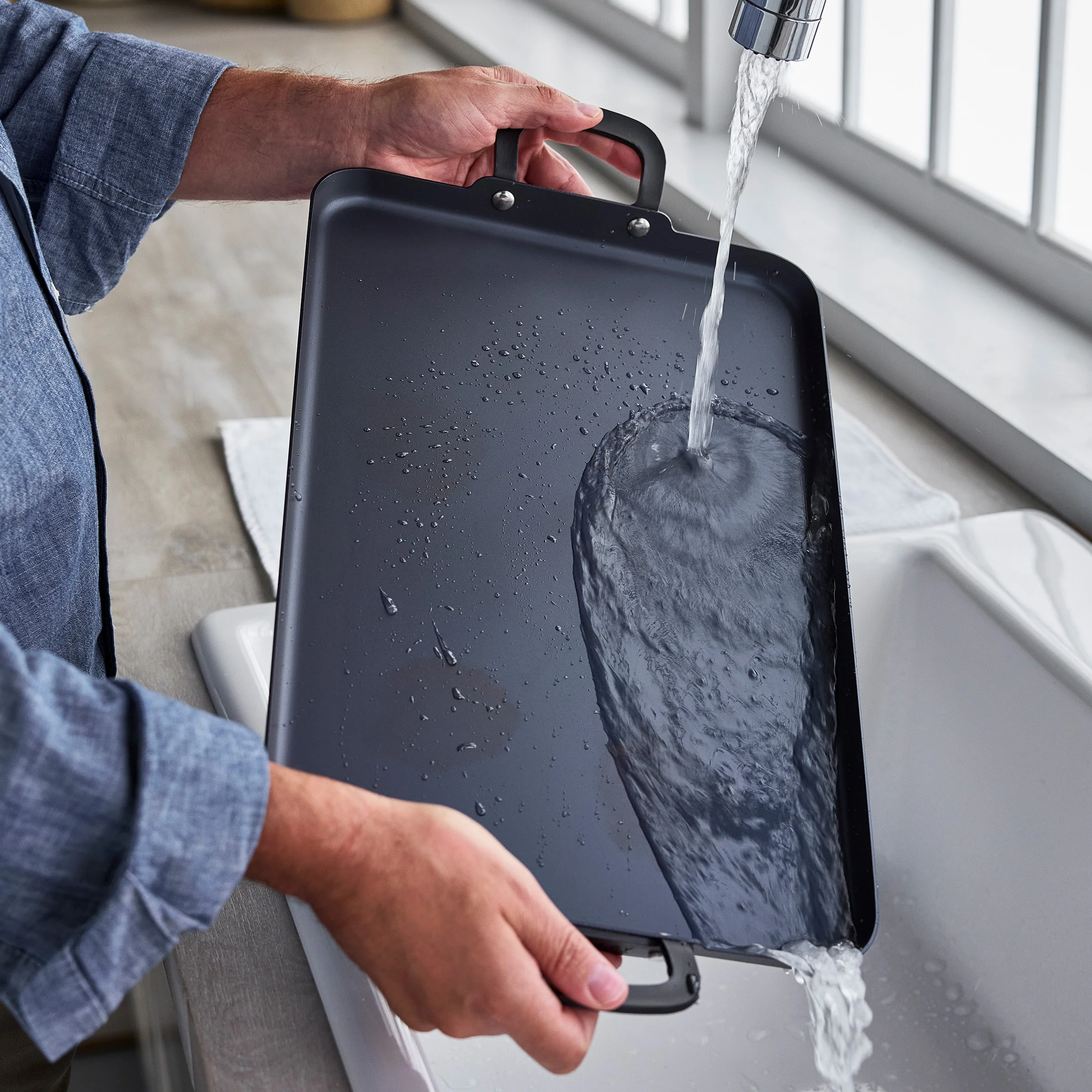 Bobby Flay by GreenPan 17 x 11 Carbon Steel Double Burner Griddle