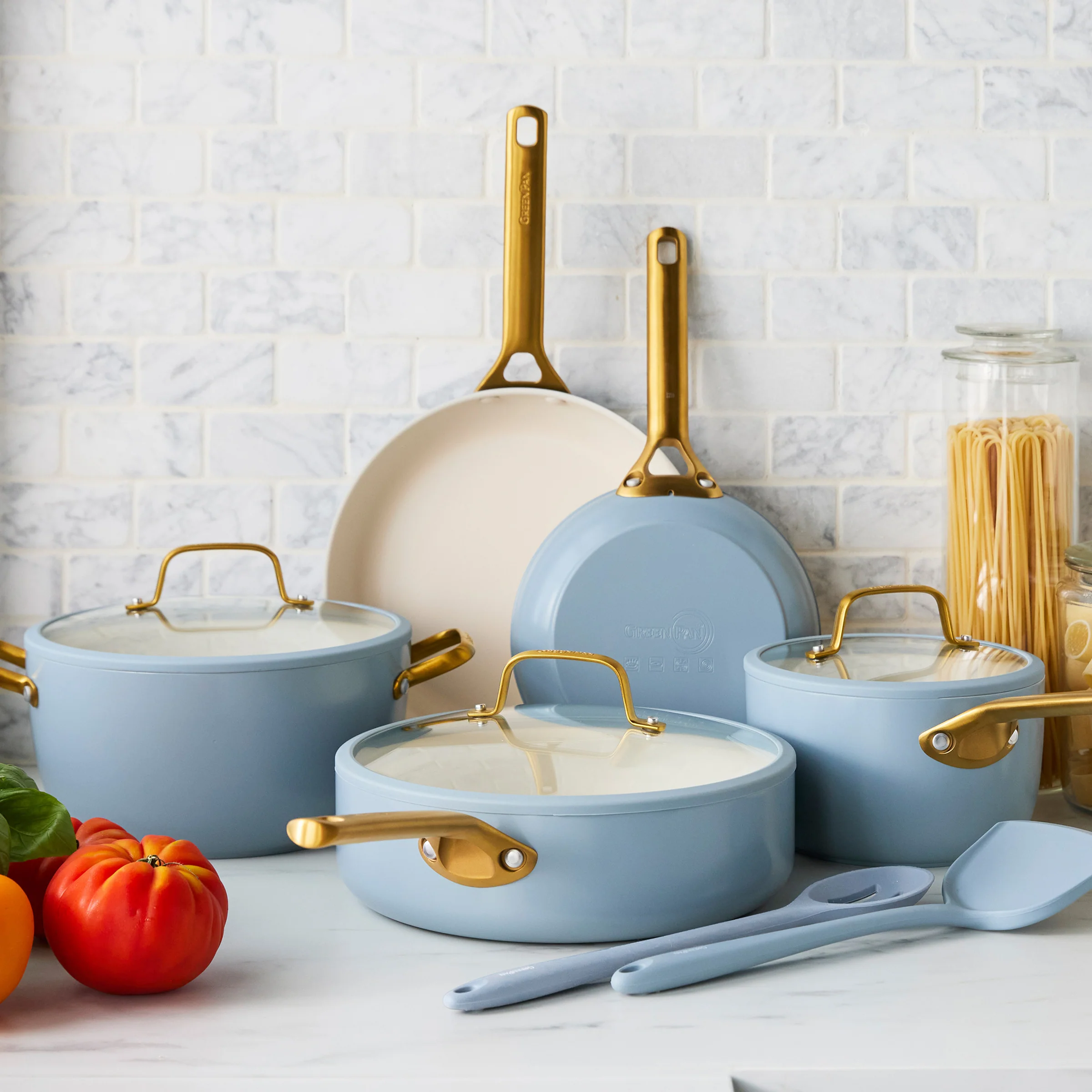 Reserve Pro Ceramic Nonstick 10-Piece Cookware Set | Glacier