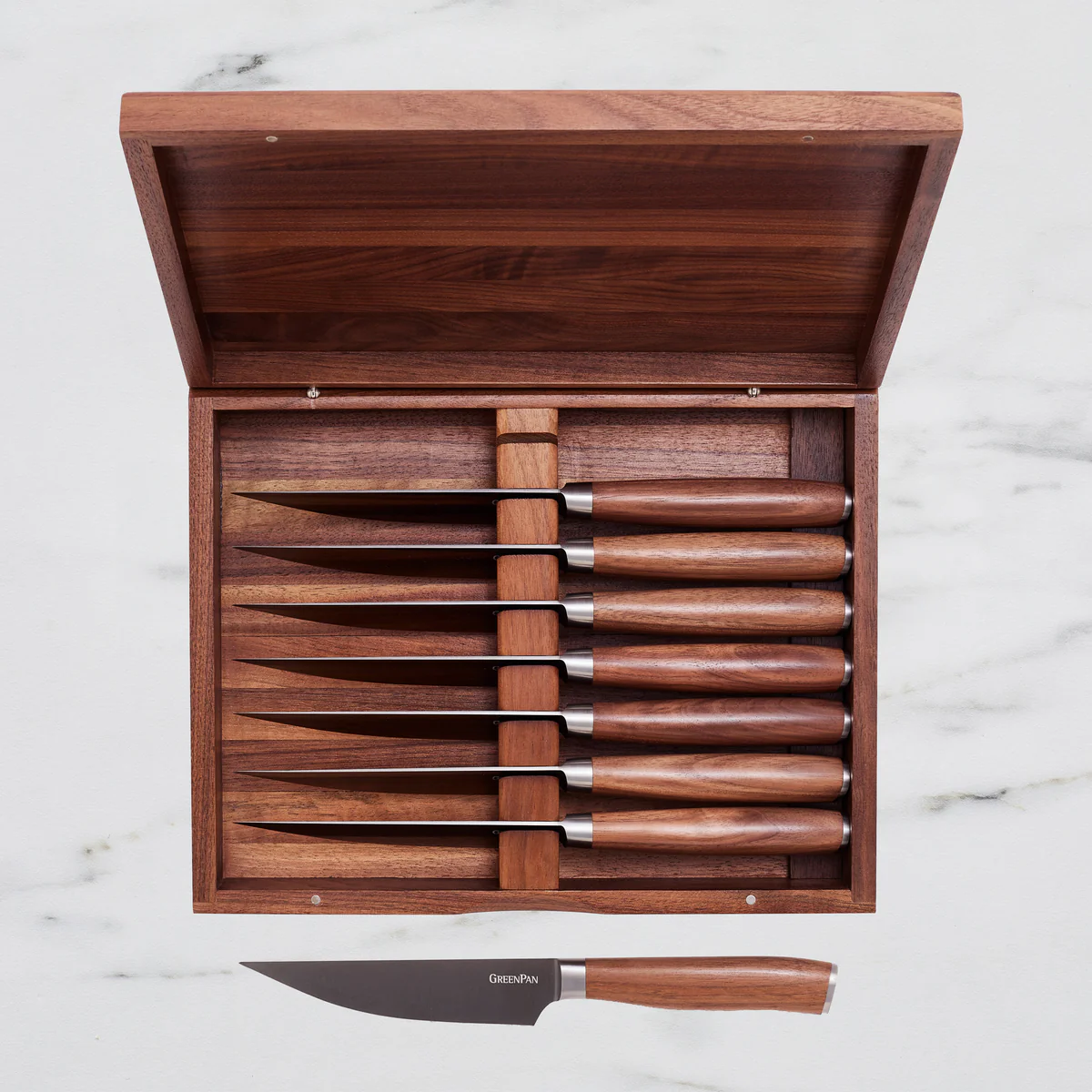 Premiere Titanium Cutlery 8-Piece Steak Knife Set with Walnut Handles