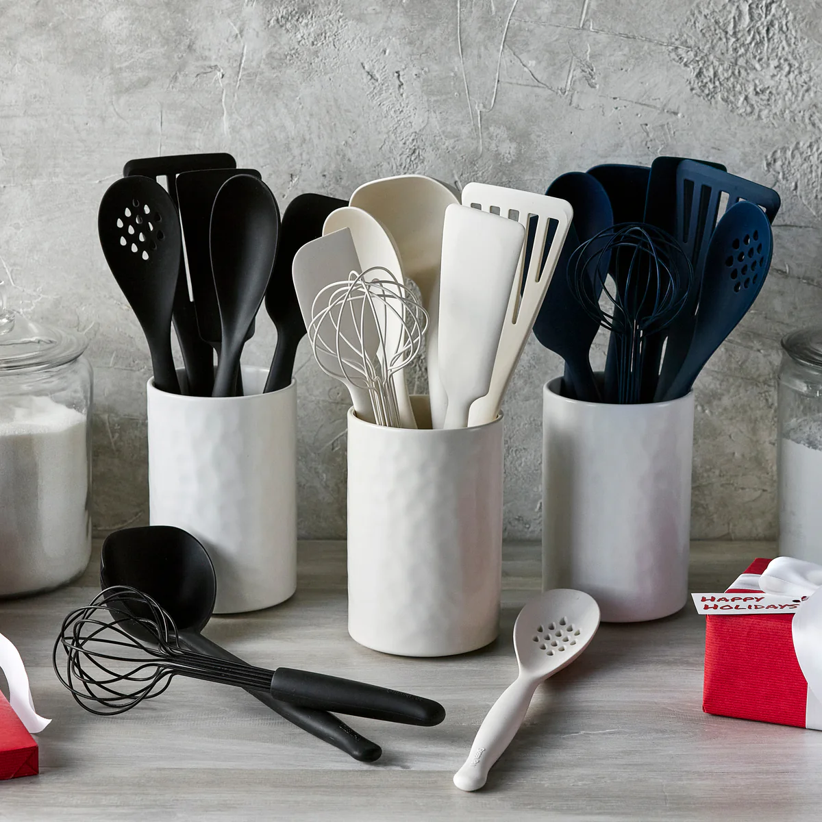 Premiere Silicone 8-Piece Utensil and Crock Set | Bisque