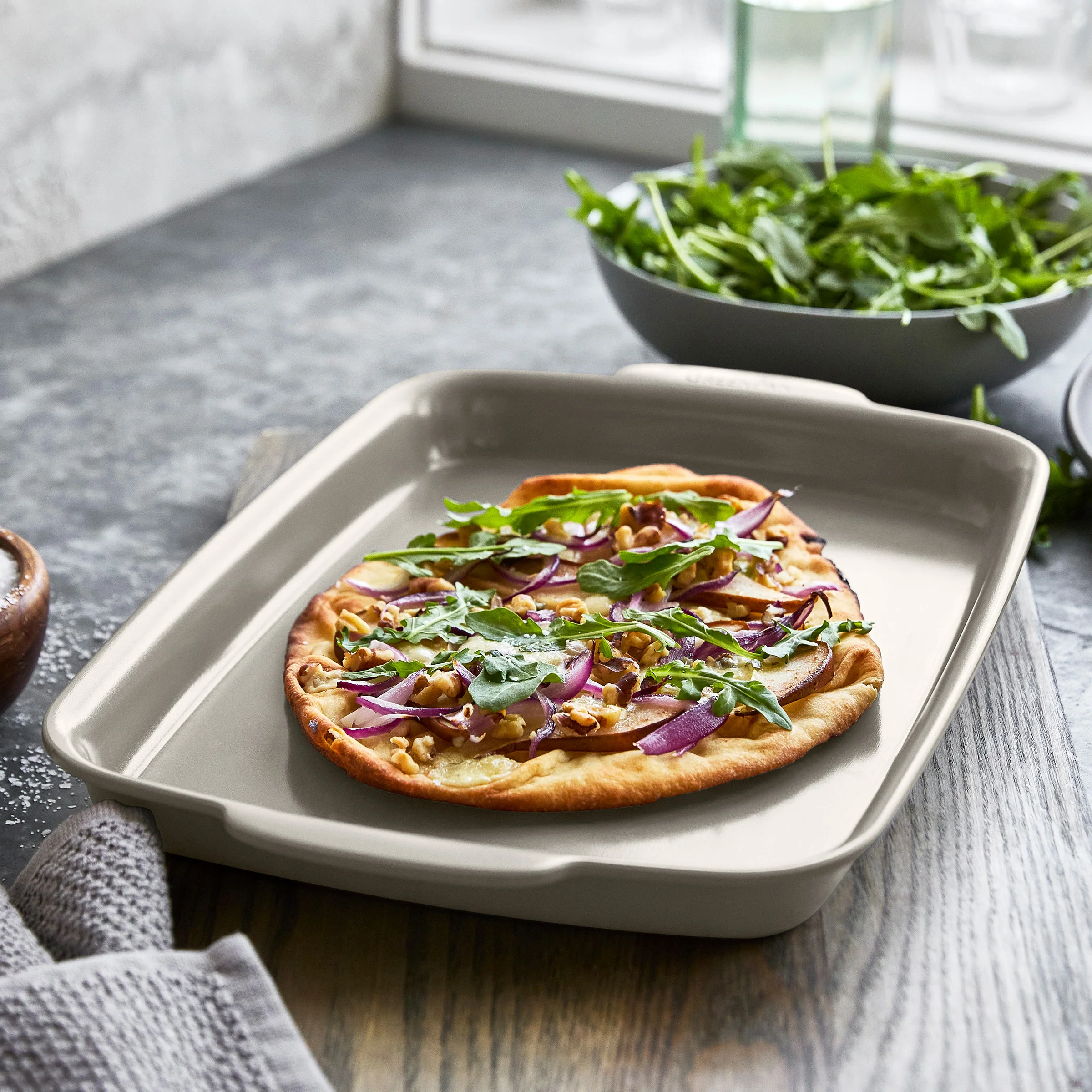 Premiere Ovenware Ceramic Nonstick 13 x 9 Quarter Sheet Pan Set | Taupe