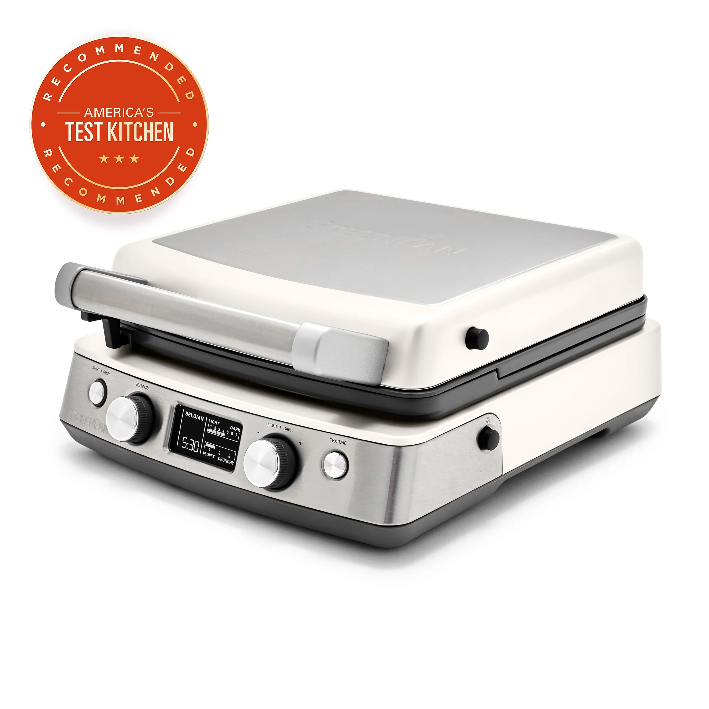 Elite Ceramic Nonstick 4-Square Waffle Maker | Cloud Cream