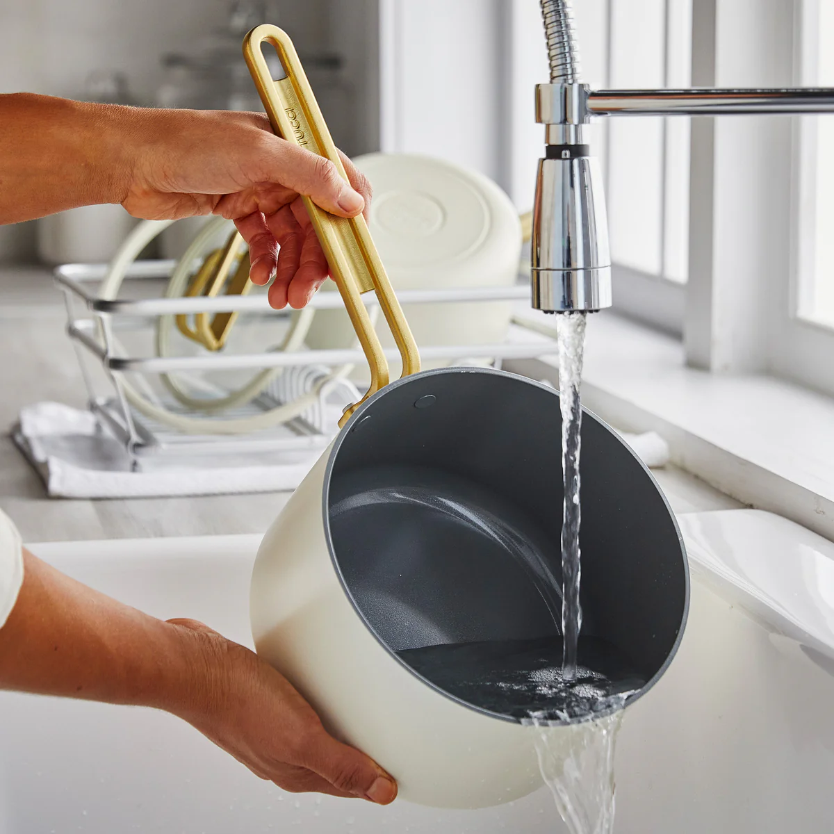 Stanley Tucci™ Ceramic Nonstick 6-Piece Cookware Set with the Tucci Cookbook | Carrara White