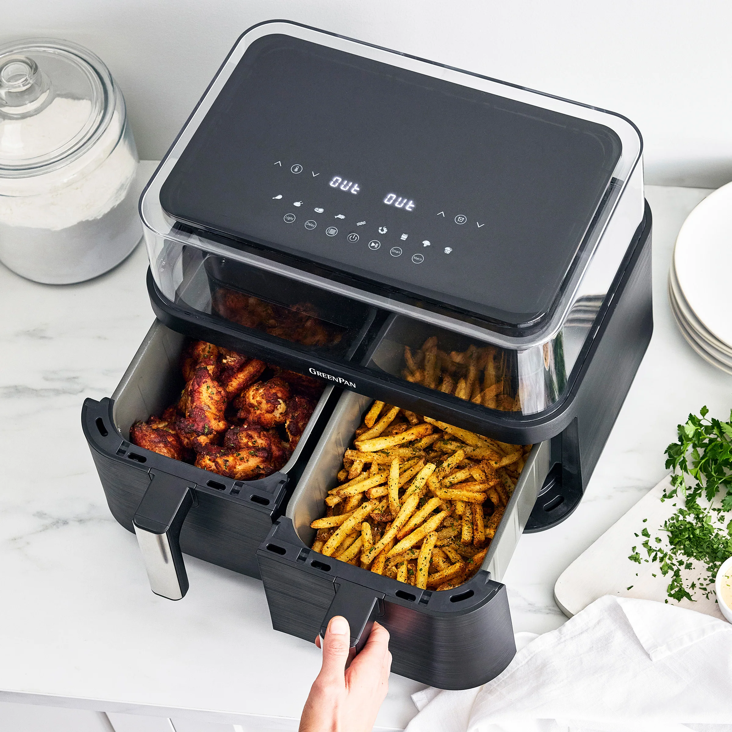 Bistro 10-Quart 360˚ Clear View Double Air Fryer