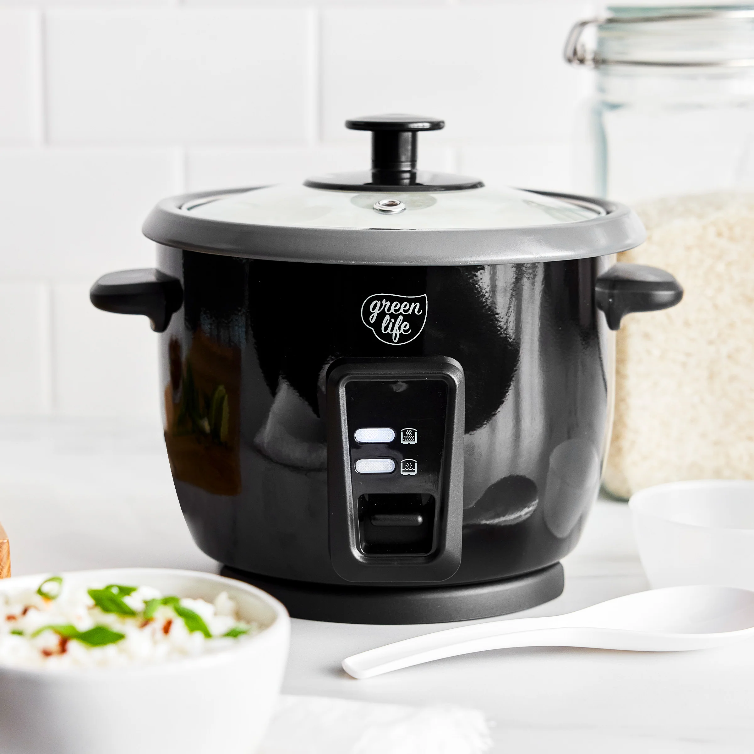 GreenLife 6-Cup Rice Cooker | Black