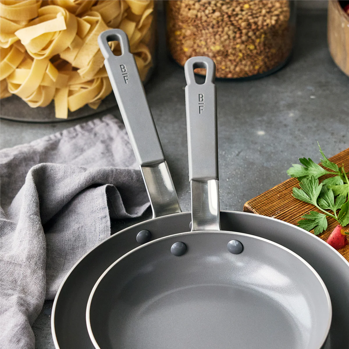 Bobby Flay by GreenPan PFAS-Free Nonstick Stainless Steel 8 and 10 Frypan Set