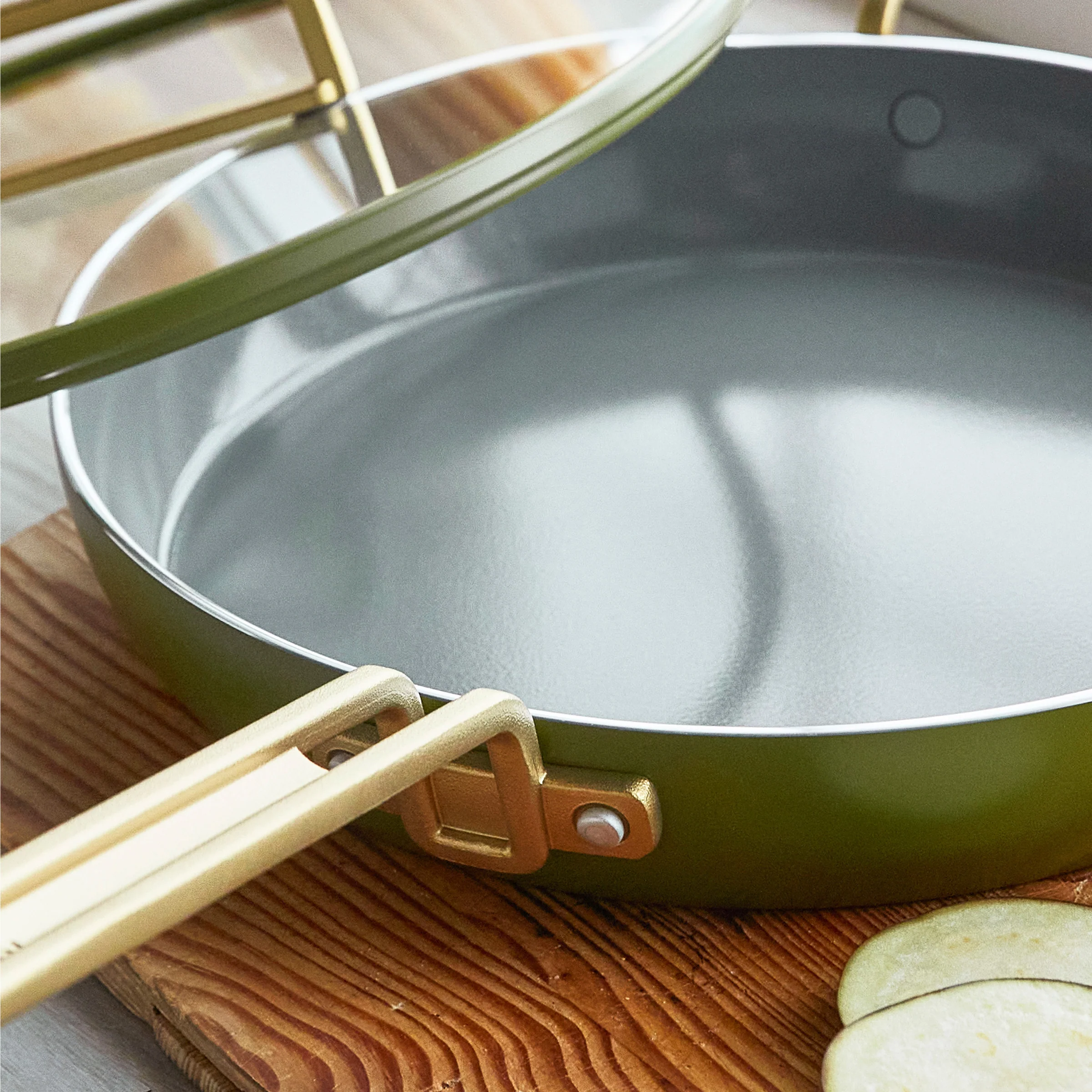 Stanley Tucci™ Ceramic Nonstick 12 Frypan with Lid | Tuscan Olive