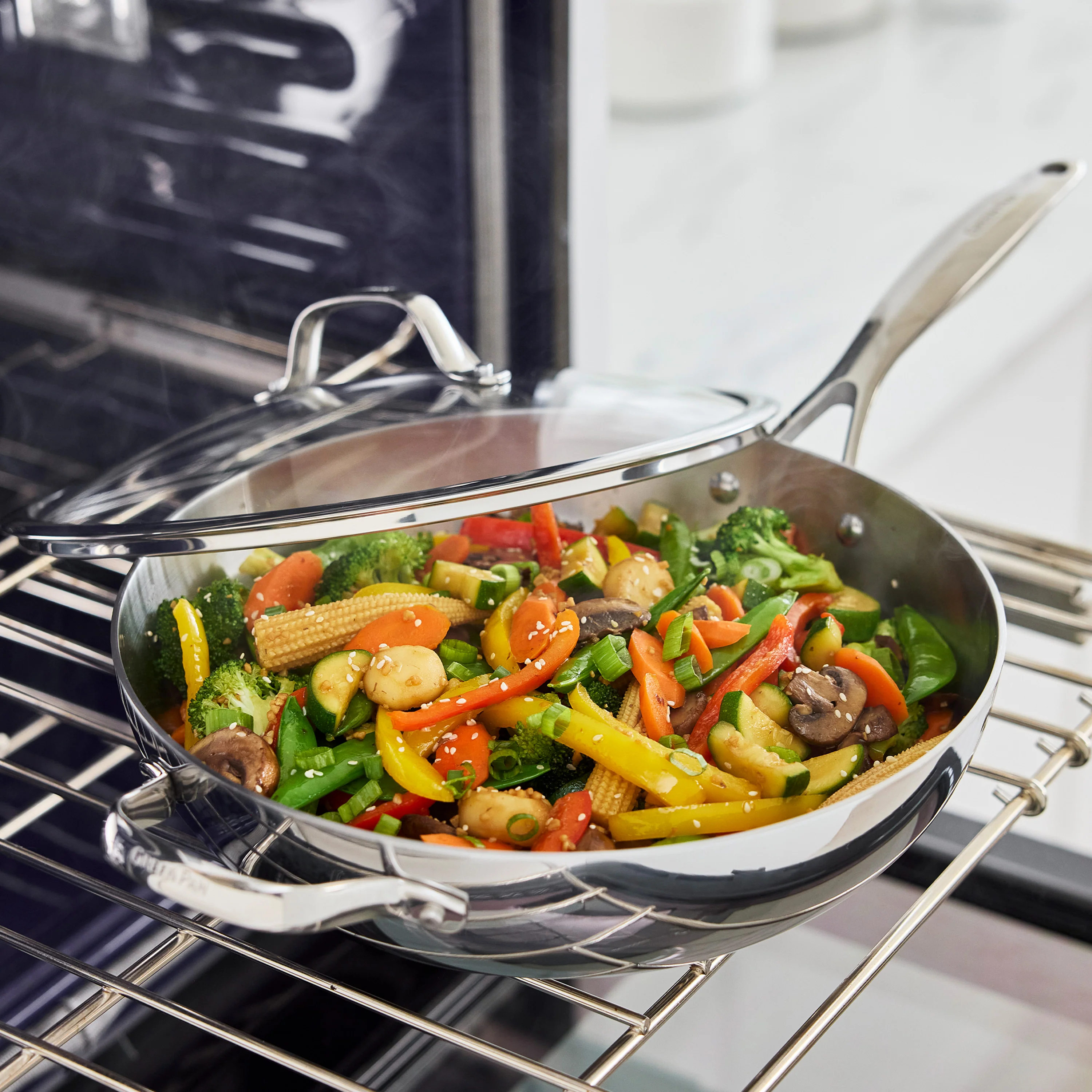 Valencia Pro Stainless Steel Uncoated 12 Wok with Lid