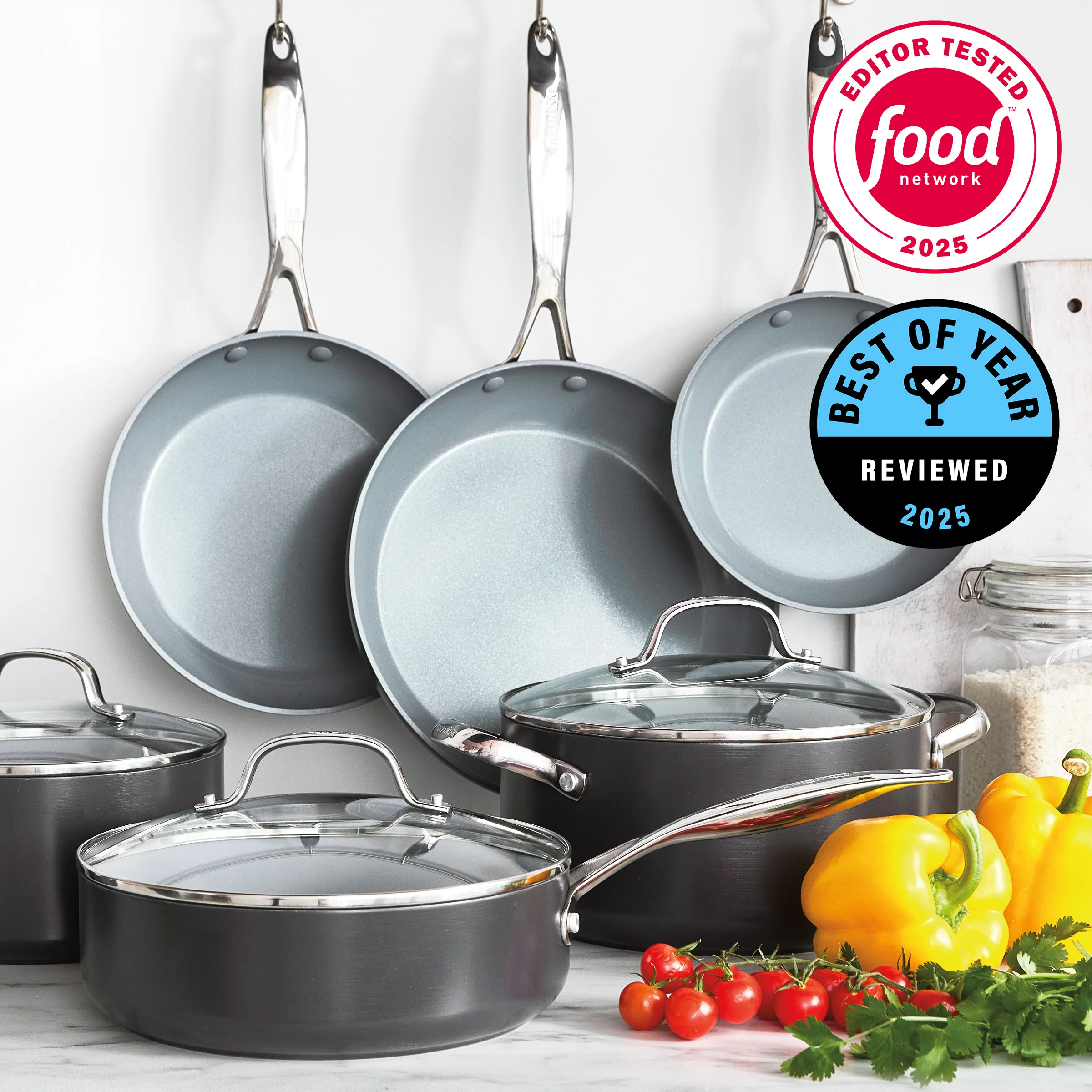 Valencia Pro Ceramic Nonstick 11-Piece Cookware Set | Gray