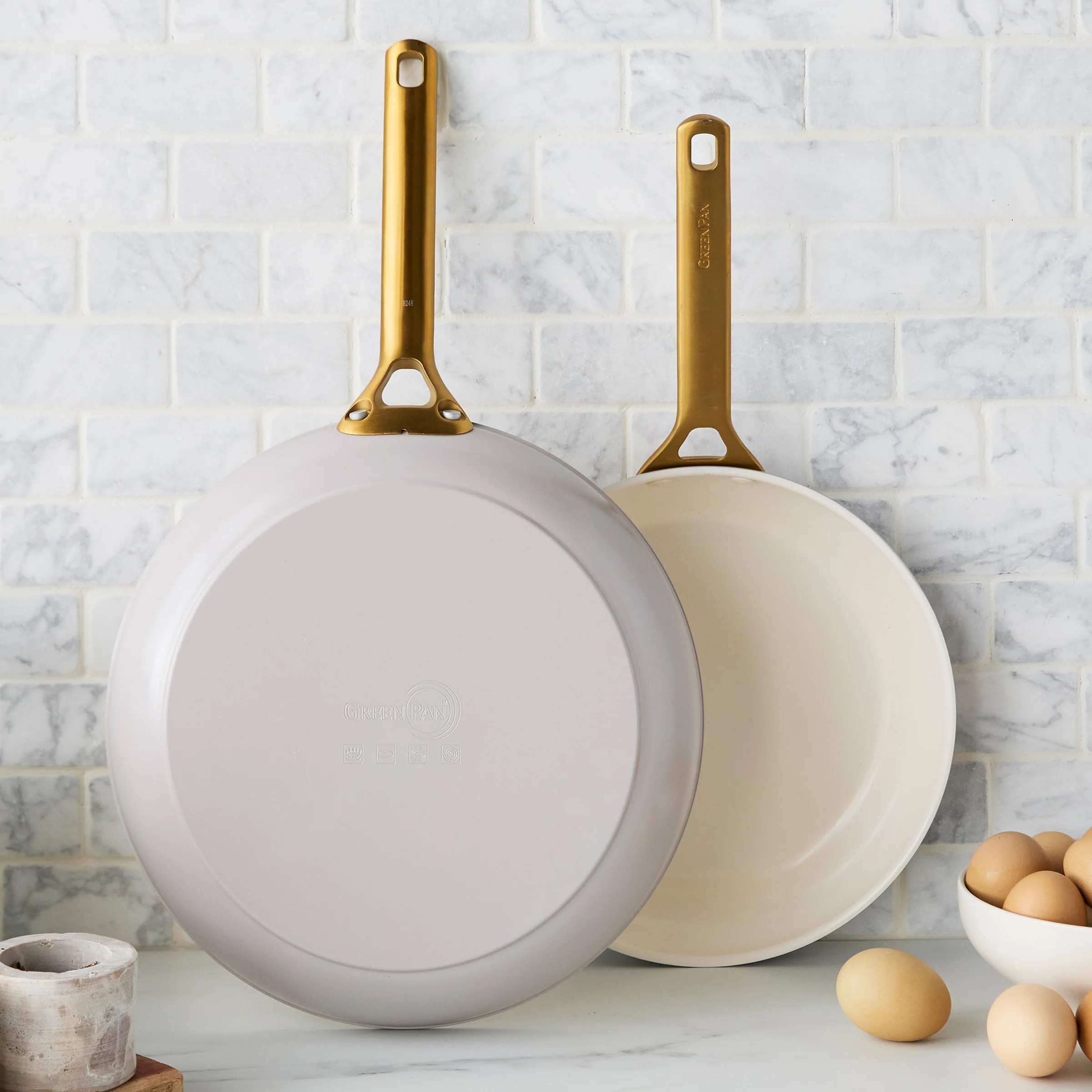 Reserve Pro Ceramic Nonstick 10 and 12 Frypan Set | Oyster