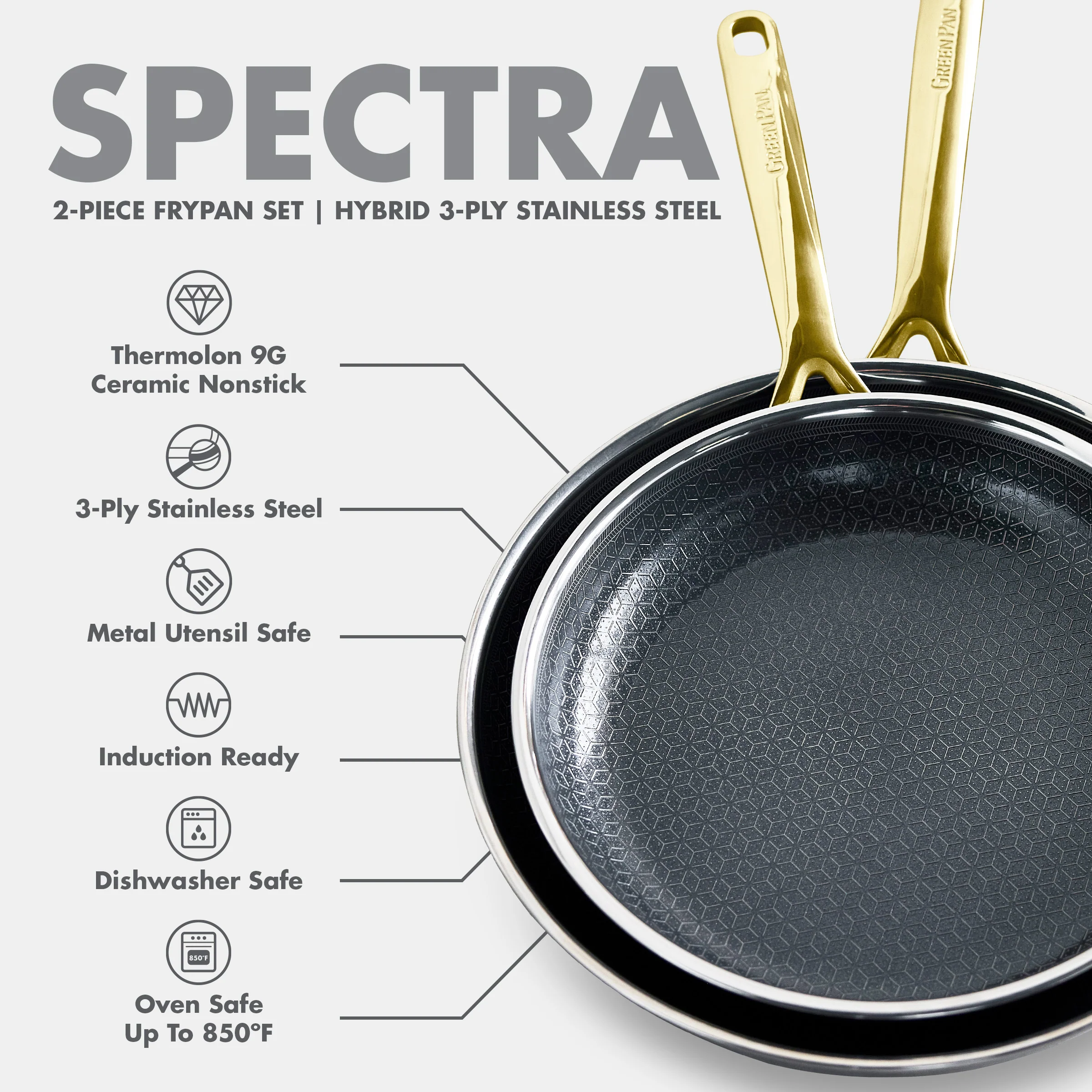 Spectra Gold Thermobond Hybrid Ceramic Nonstick 10 and 12 Frypan Set