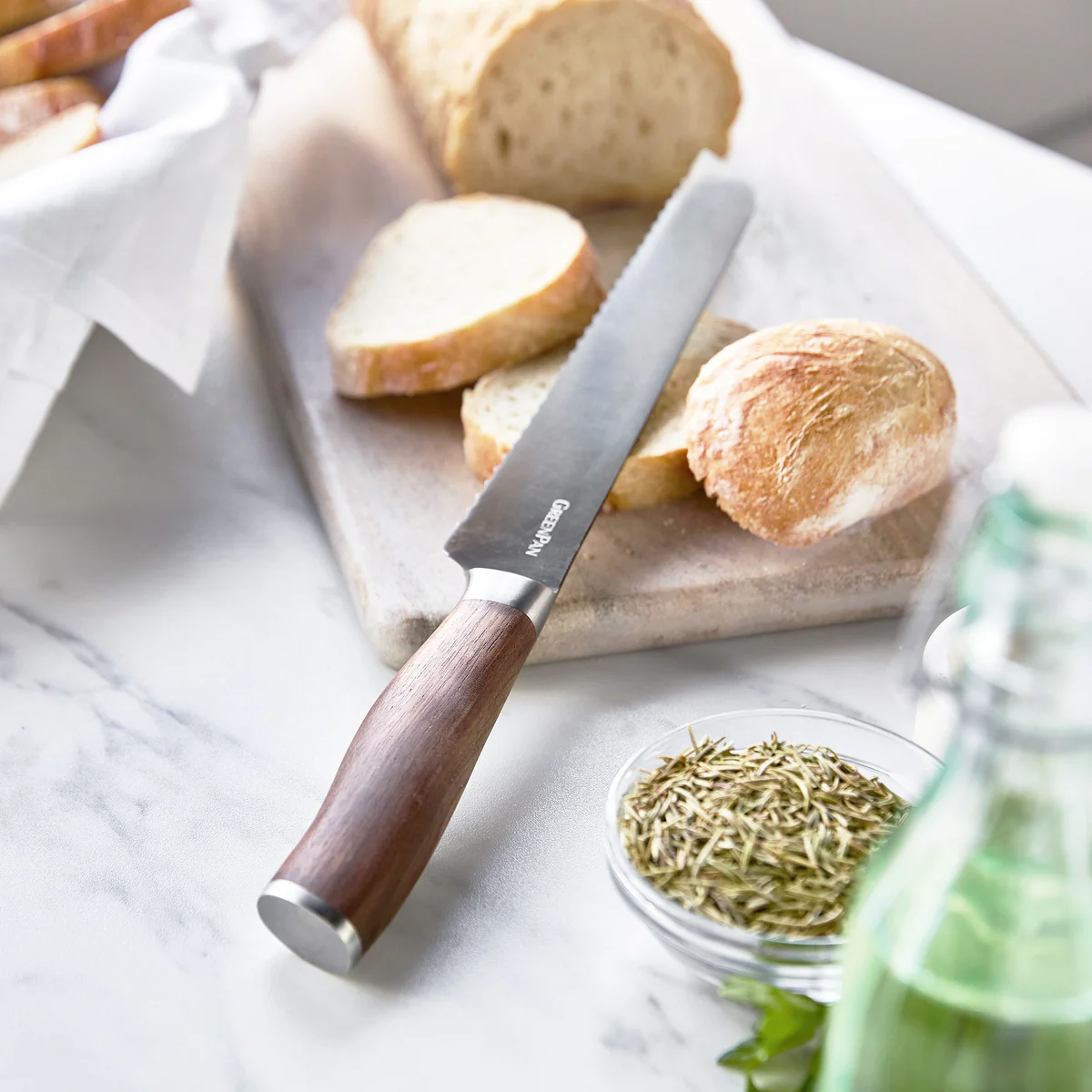Premiere Titanium Cutlery 8 Bread Knife with Walnut Handle