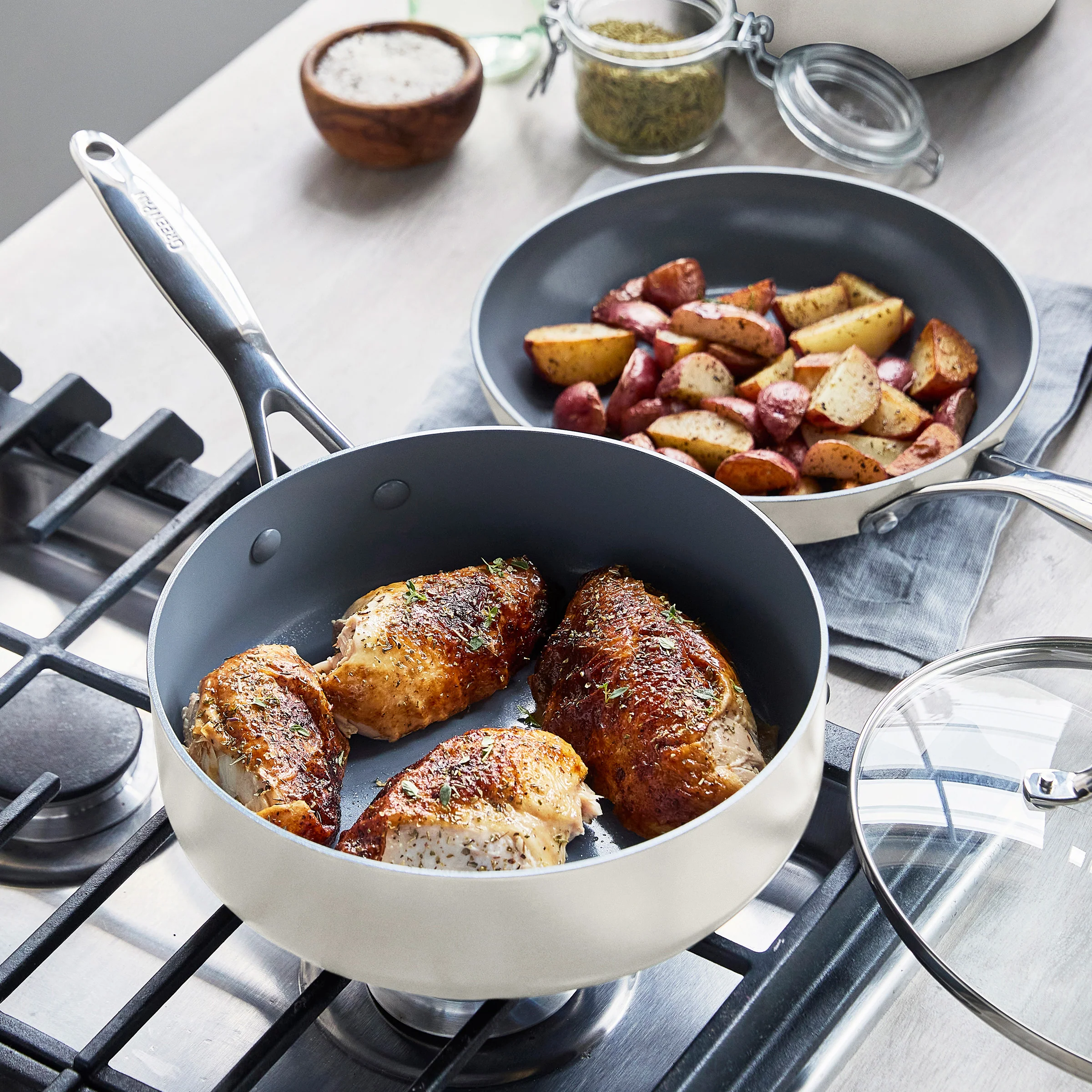 Valencia Pro Ceramic Nonstick 11-Piece Cookware Set | Cream